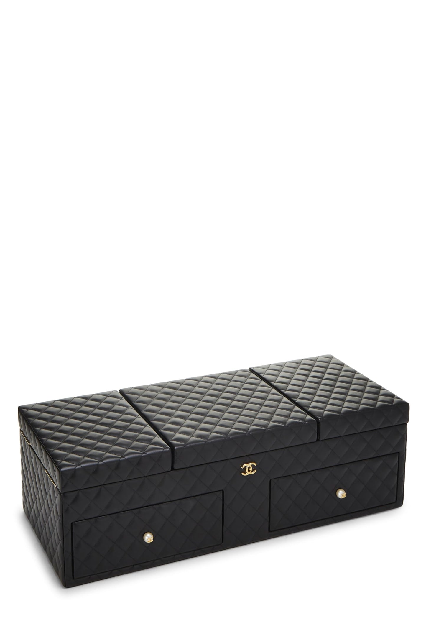 Chanel,  Black Quilted Lambskin Jewelry Chest Large, Black