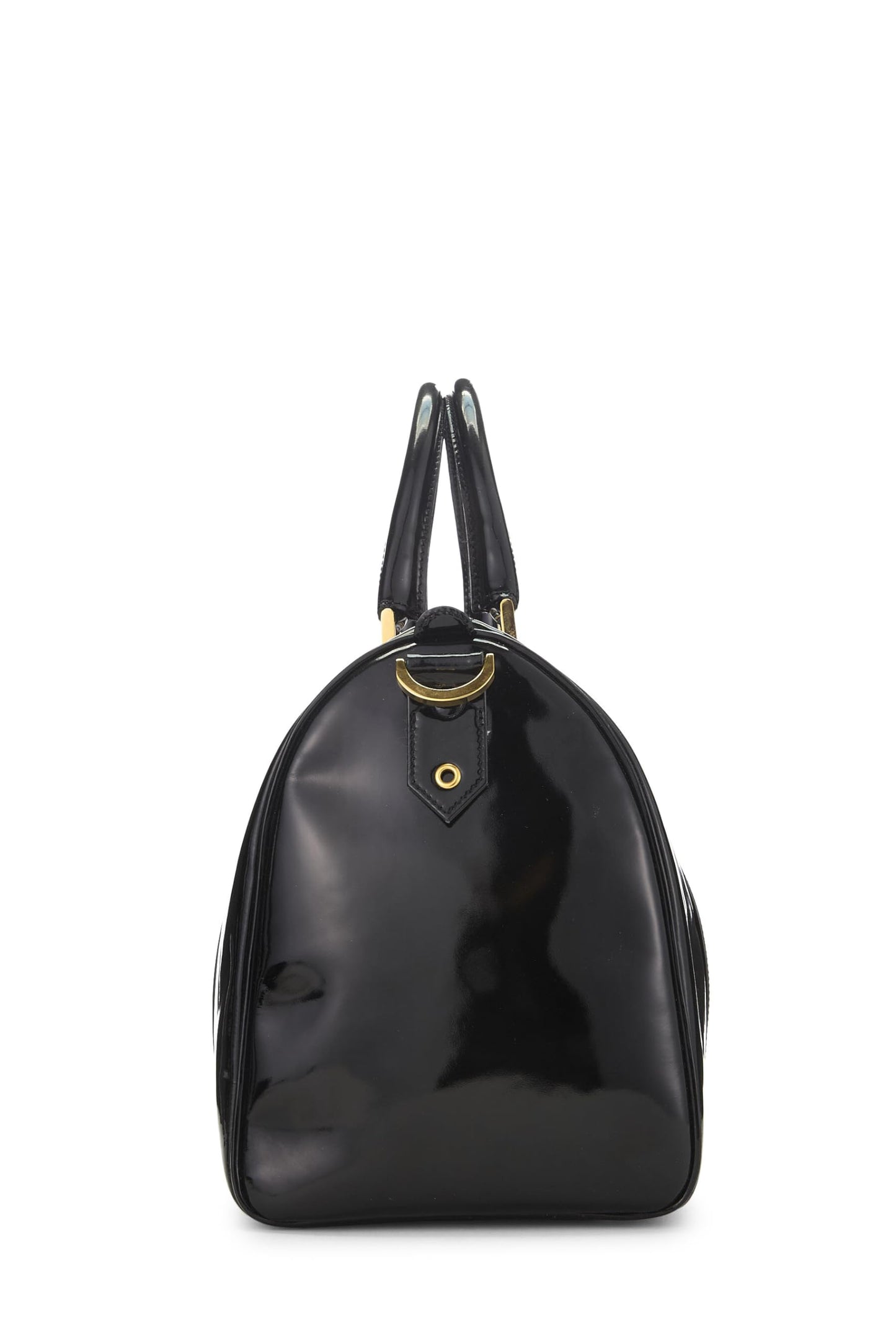 Chanel,  Black Patent Leather Boston, Black