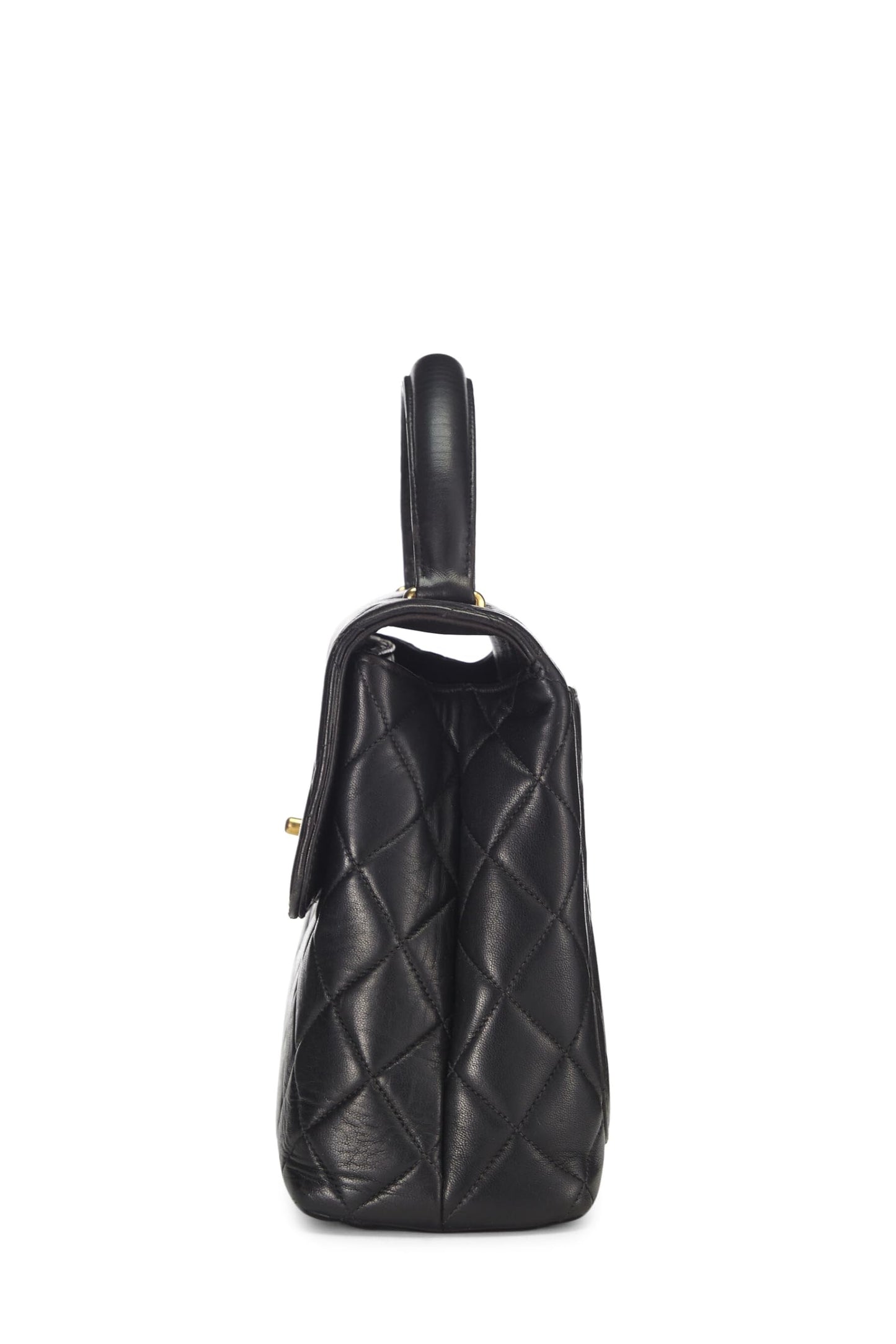 Chanel,  Black Quilted Lambskin Kelly, Black