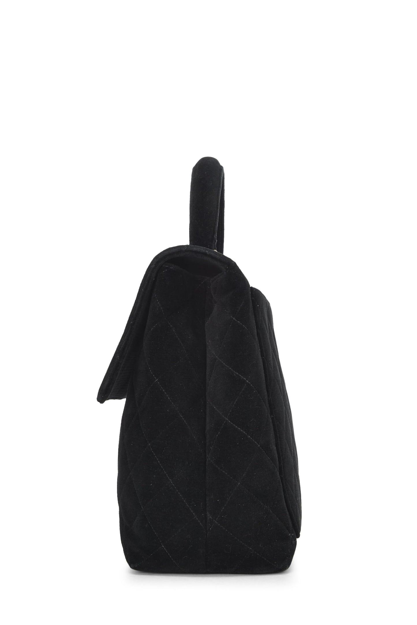Chanel,  Black Quilted Velvet Kelly, Black