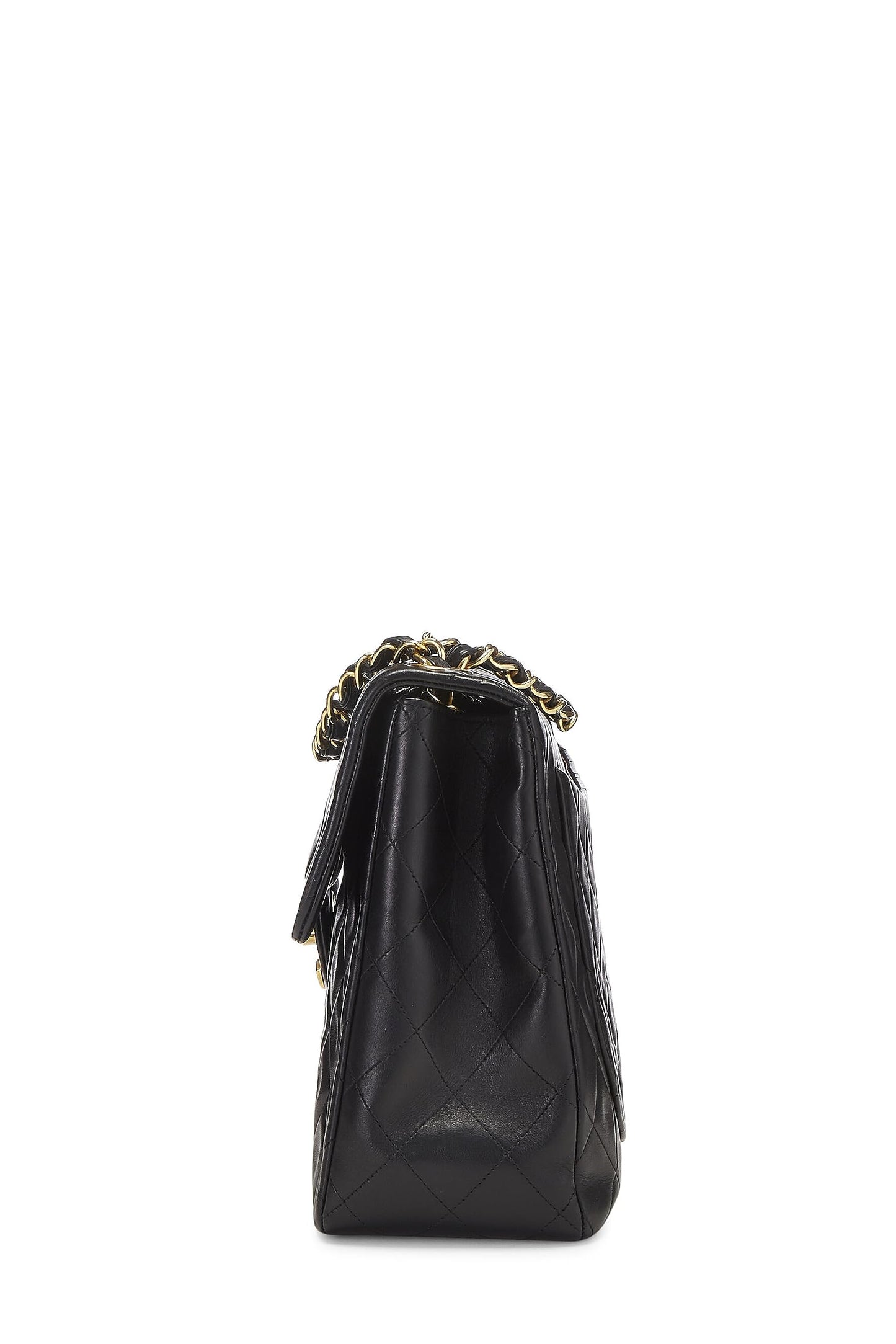 Chanel,  Black Quilted Lambskin Half Flap Maxi, Black