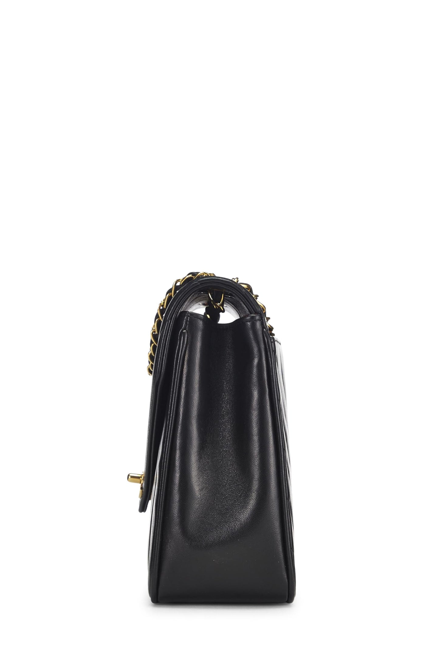 Chanel,  Black Chevron Lambskin Envelope Flap Small, Black