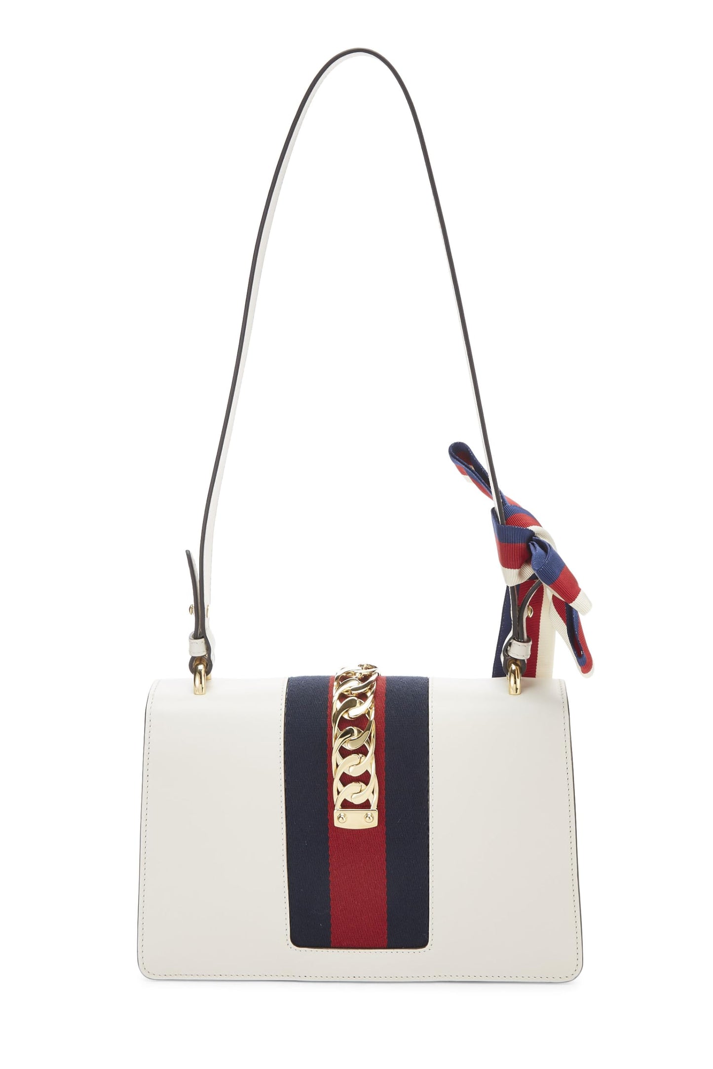 Gucci,  White Floral Embroidered Leather Sylvie Shoulder Bag Small, White
