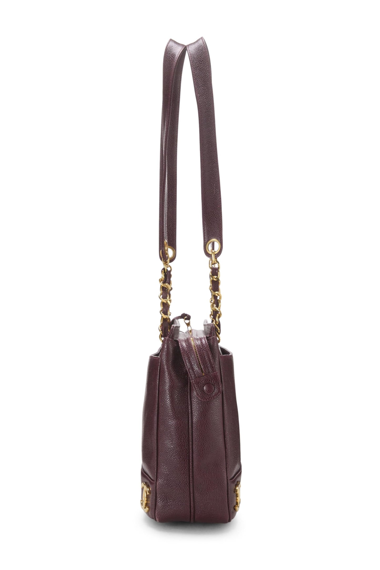 Chanel,  Burgundy Caviar 3 'CC' Tote Large, Burgundy