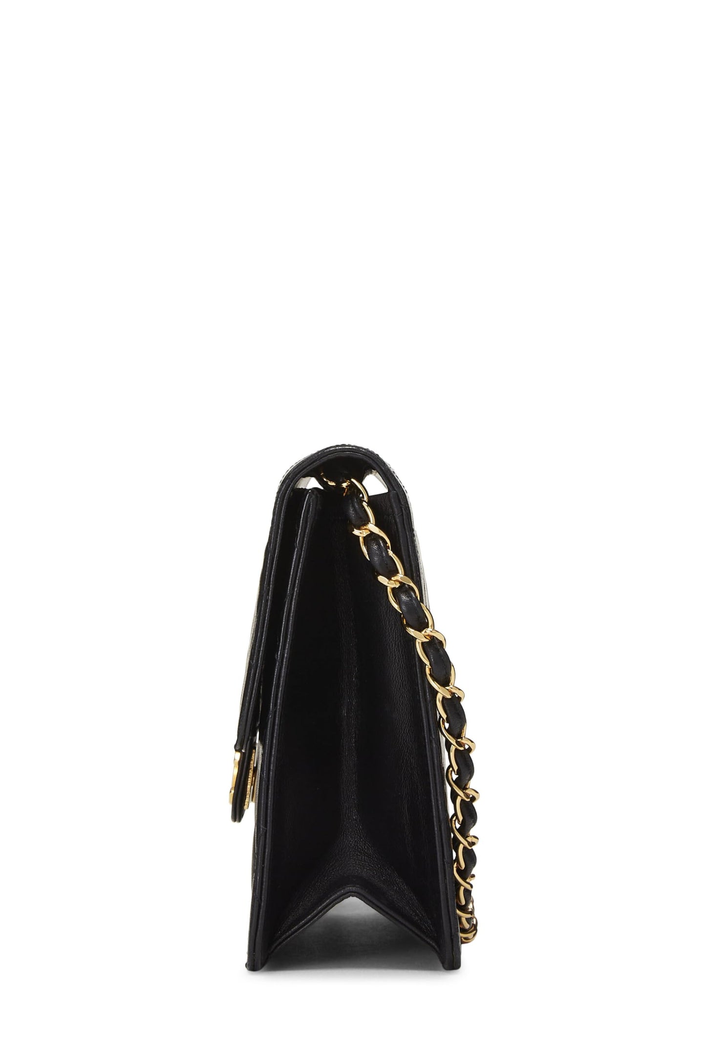 Chanel,  Black Quilted Lambskin Ex Flap Small, Black