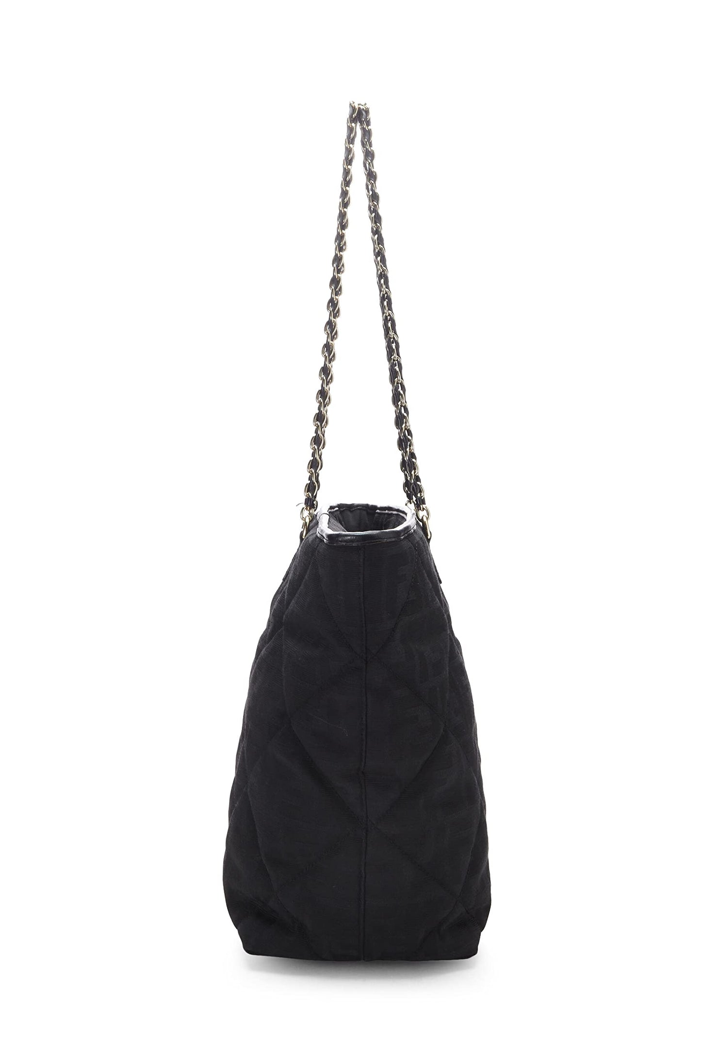 Fendi,  Black Quilted Canvas Chain Tote, Black