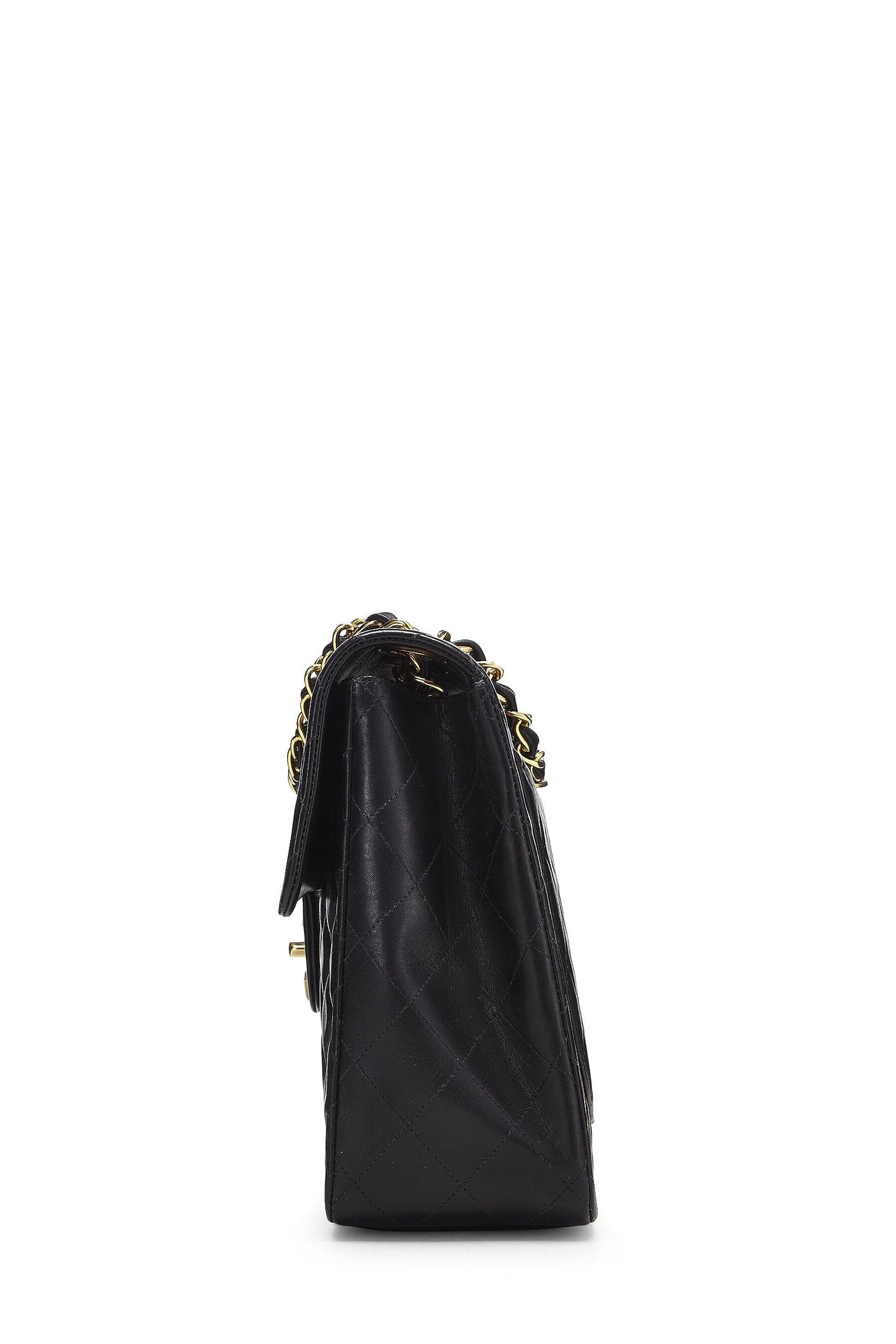 Chanel,  Black Quilted Lambskin Half Flap Maxi, Black