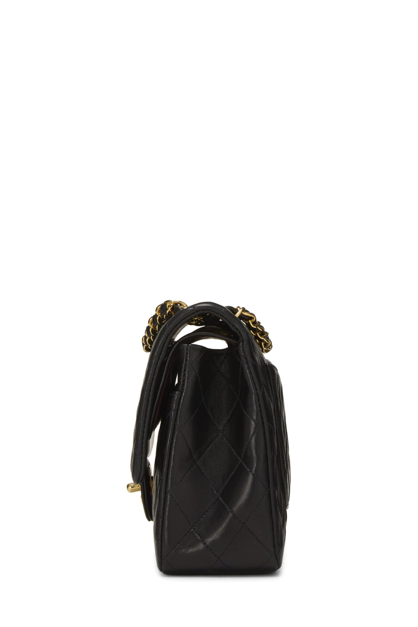 Chanel,  Black Quilted Lambskin Classic Double Flap Medium, Black