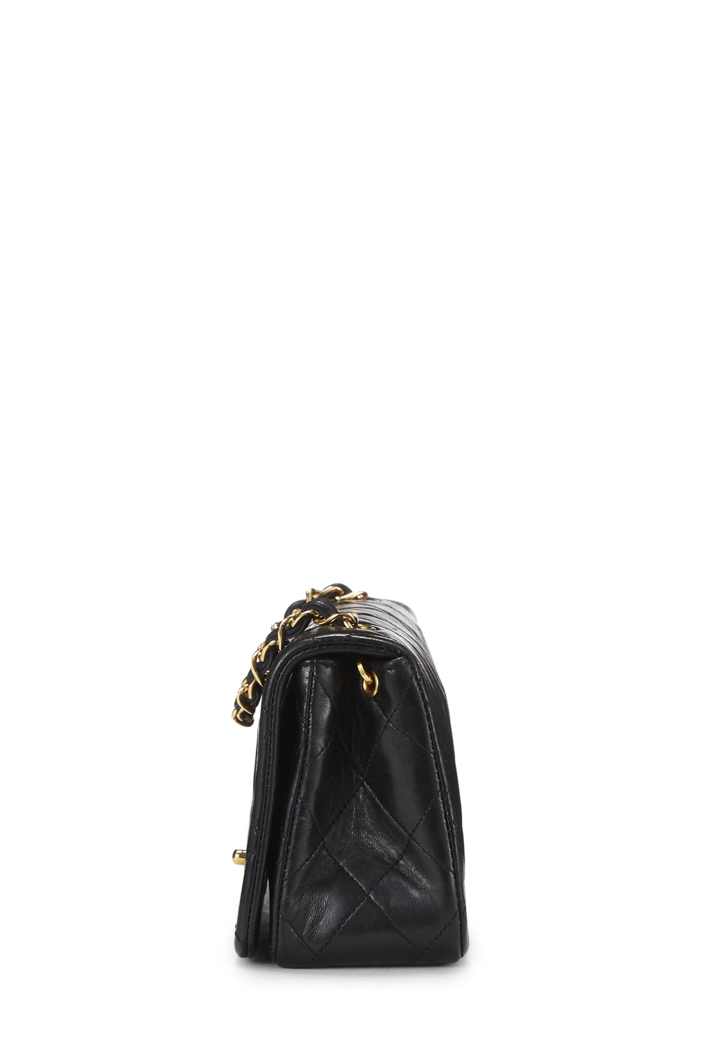 Chanel,  Black Quilted Lambskin Full Flap Mini, Black
