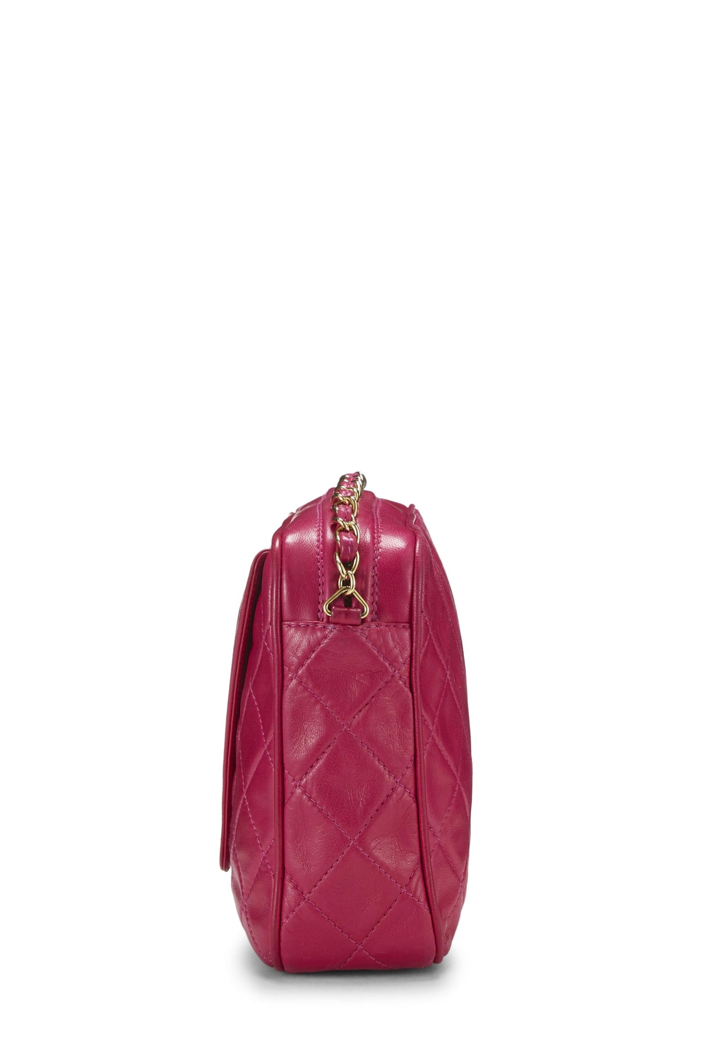 Chanel,  Pink Lambskin Diagonal Camera Bag Small, Pink