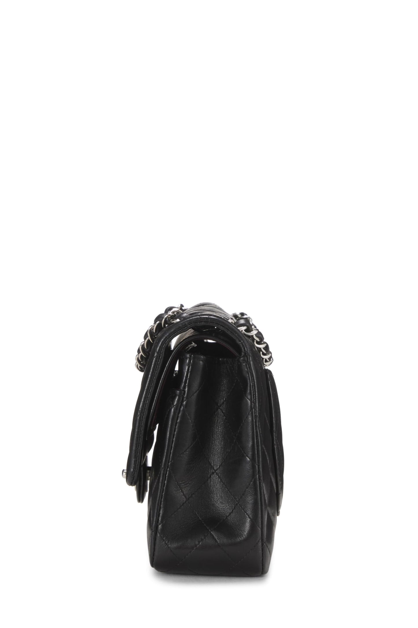 Chanel,  Black Quilted Lambskin Classic Double Flap Medium, Black