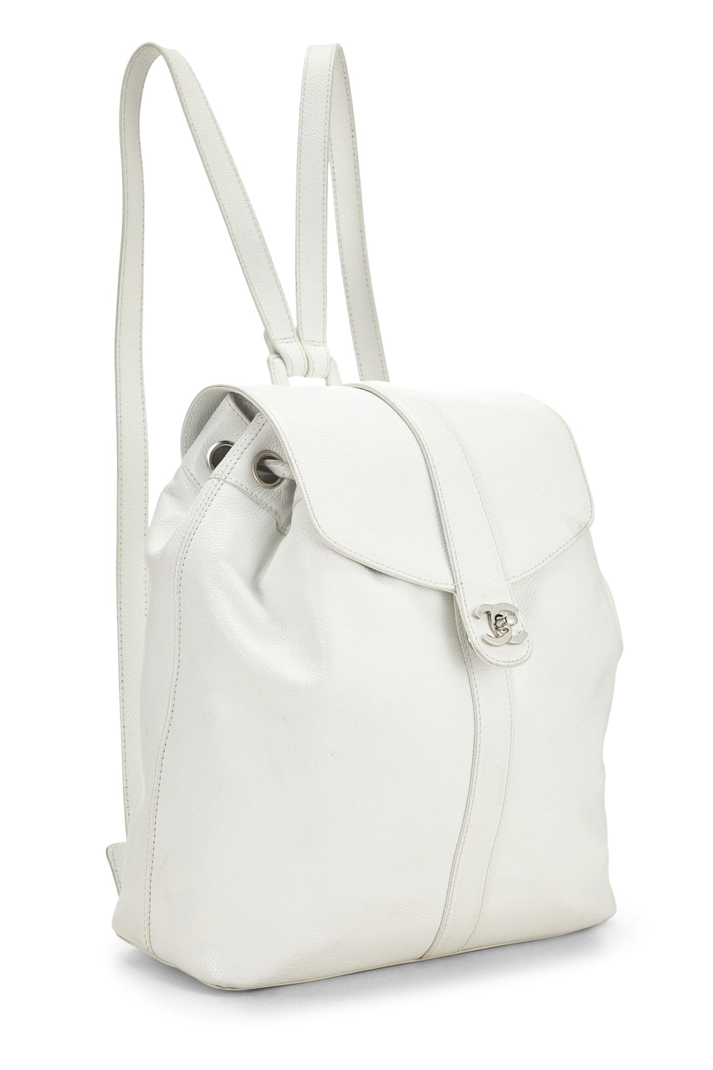 Chanel,  White Caviar Backpack Large, White