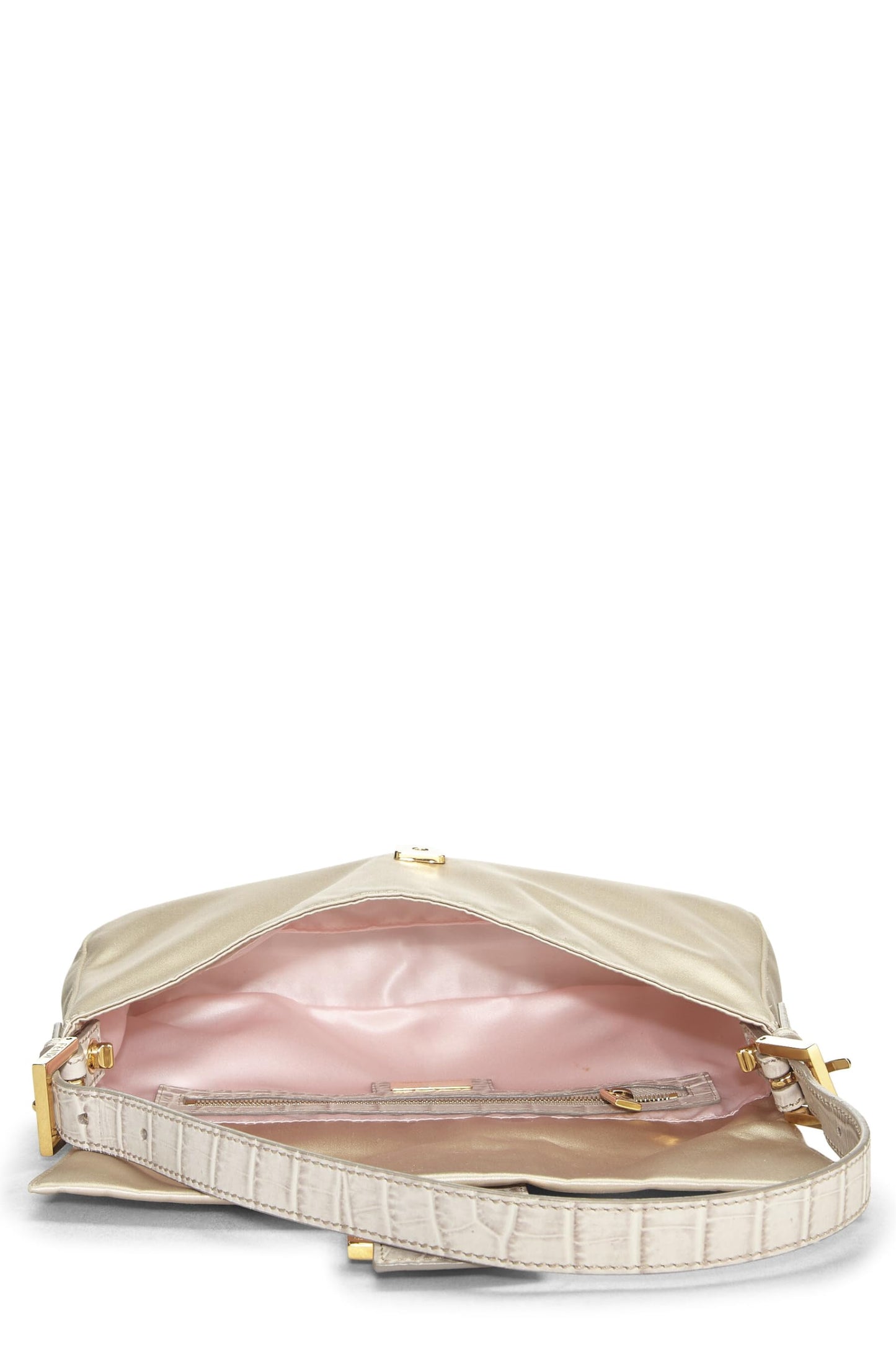 Fendi,  Beige Satin Baguette, White