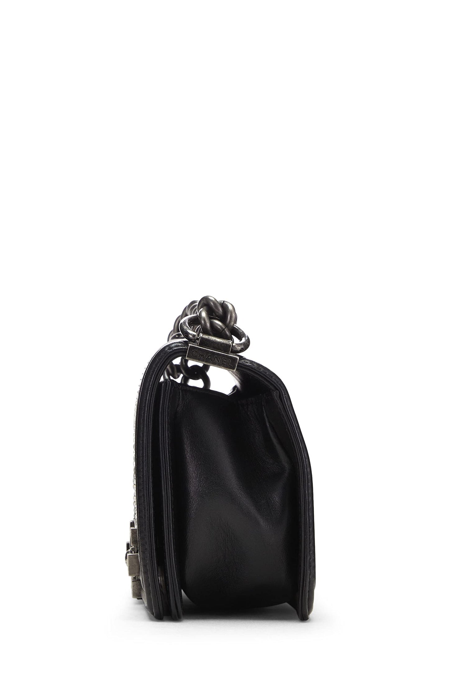 Chanel,  Black Embellished Swarovski Crystal Boy Bag Small, Black