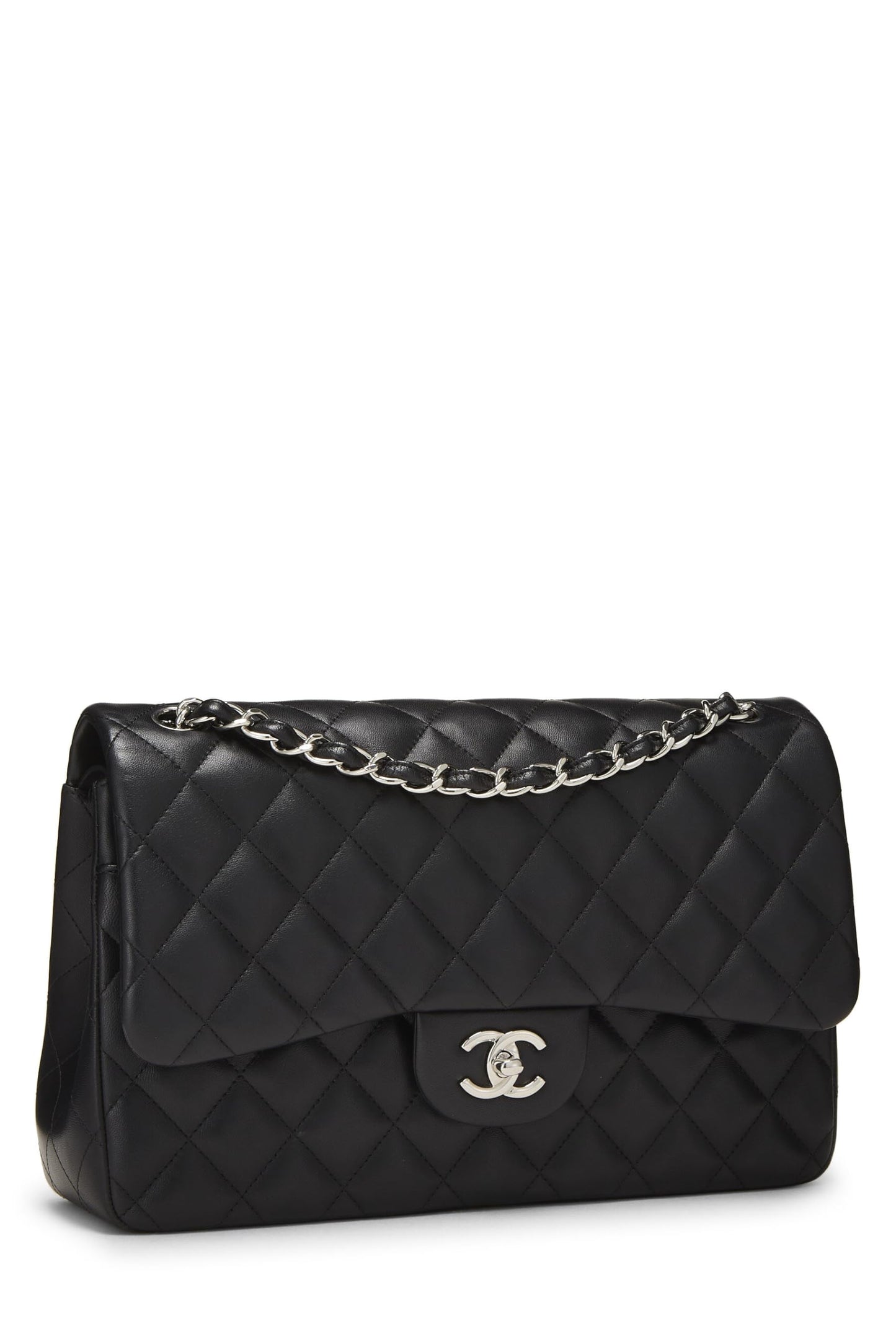 Chanel,  Black Quilted Lambskin New Classic Double Flap Jumbo, Black