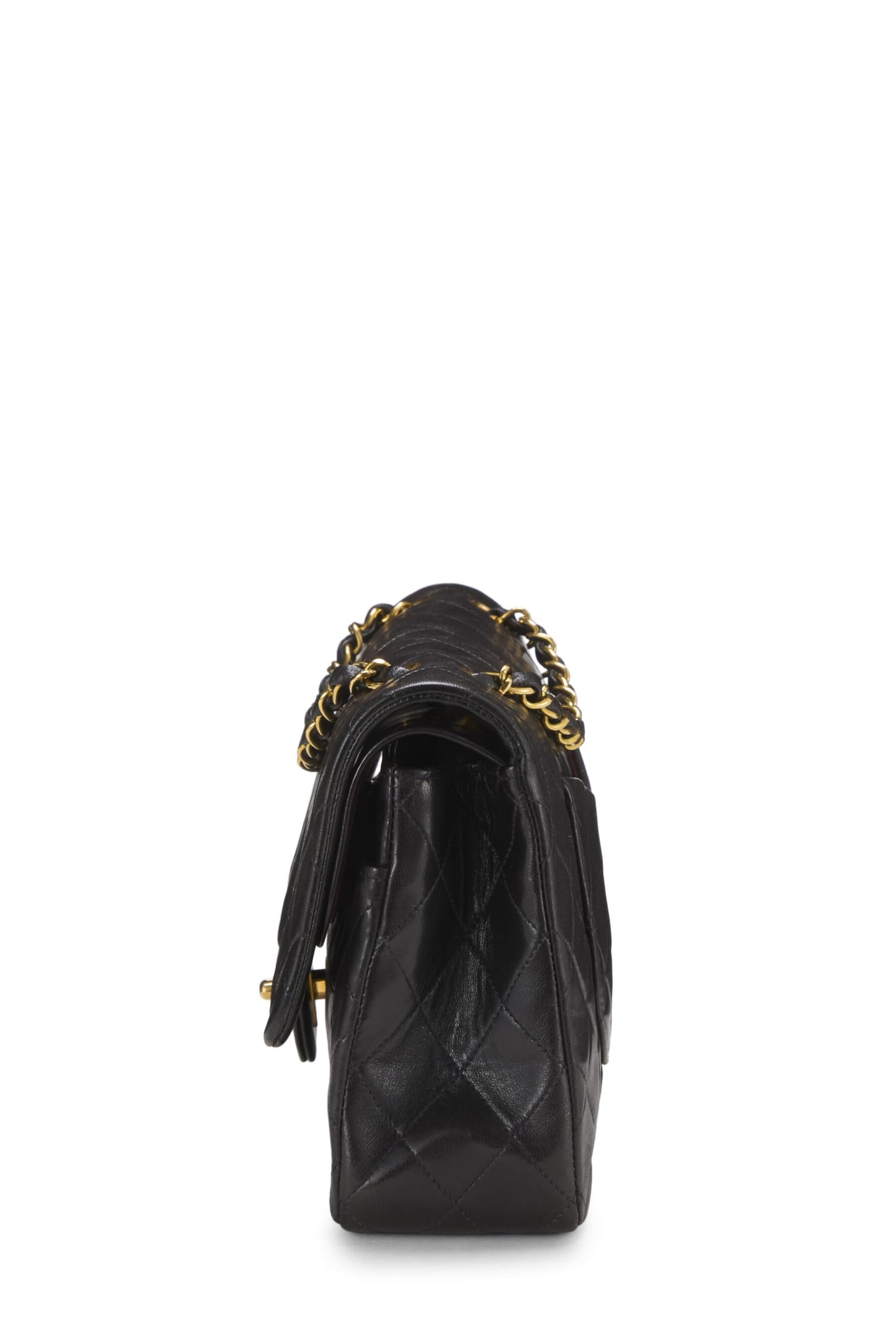 Chanel,  Black Quilted Lambskin Classic Double Flap Medium, Black