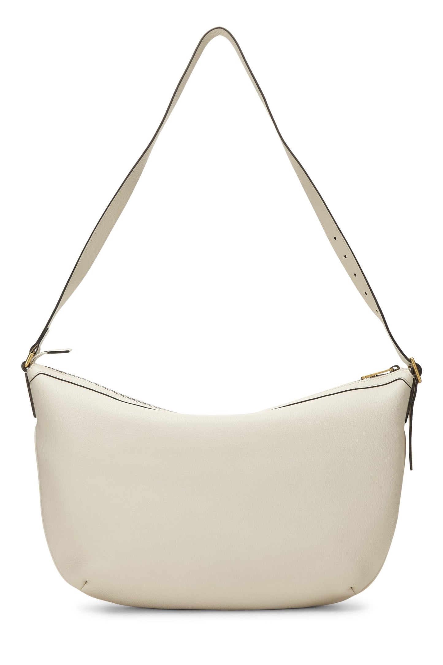 Gucci,  White Leather Logo Print Half Moon Hobo, White