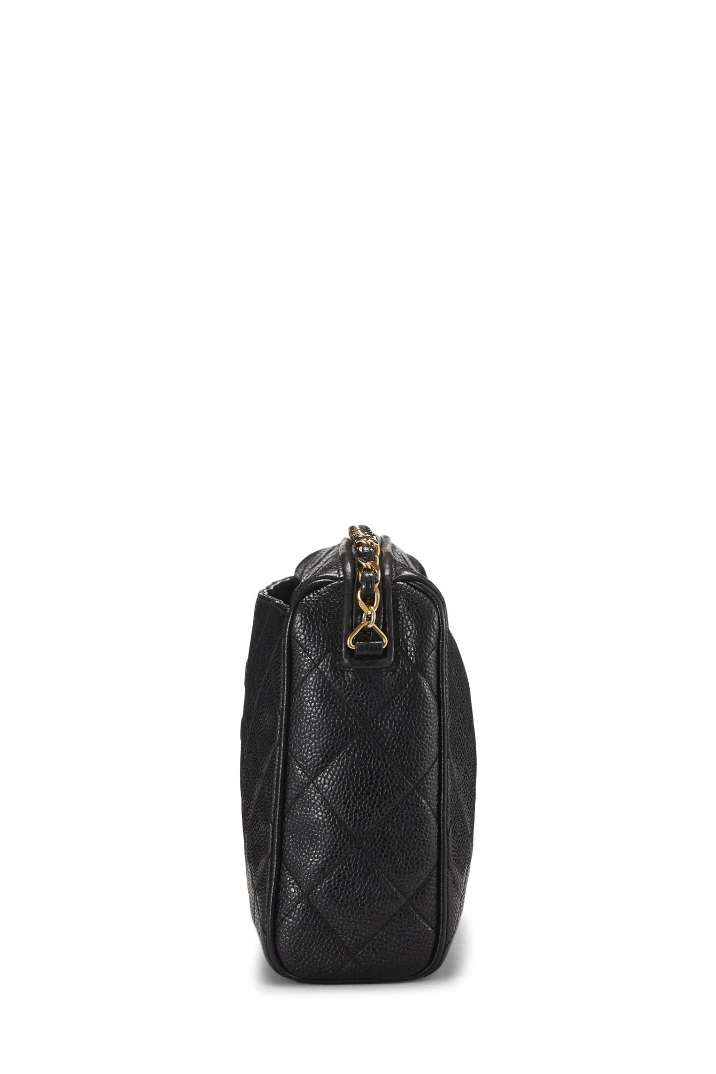 Chanel,  Black Quilted Caviar Pocket Camera Bag Medium, Black