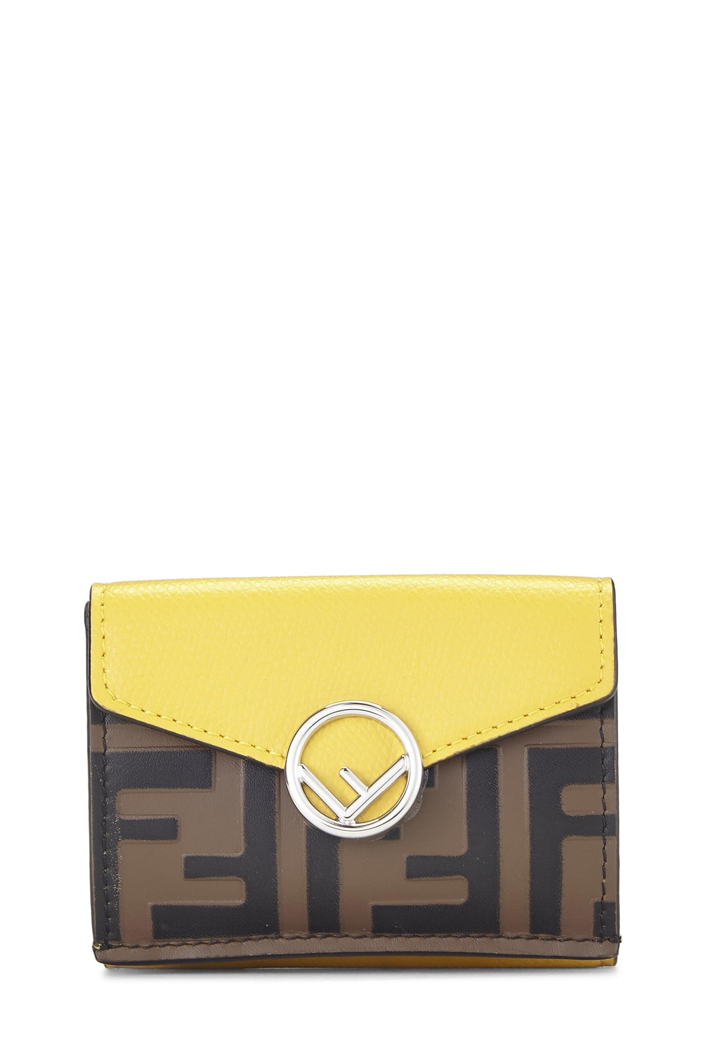 Fendi,  Yellow Leather 'F is Fendi' Compact Wallet, Yellow