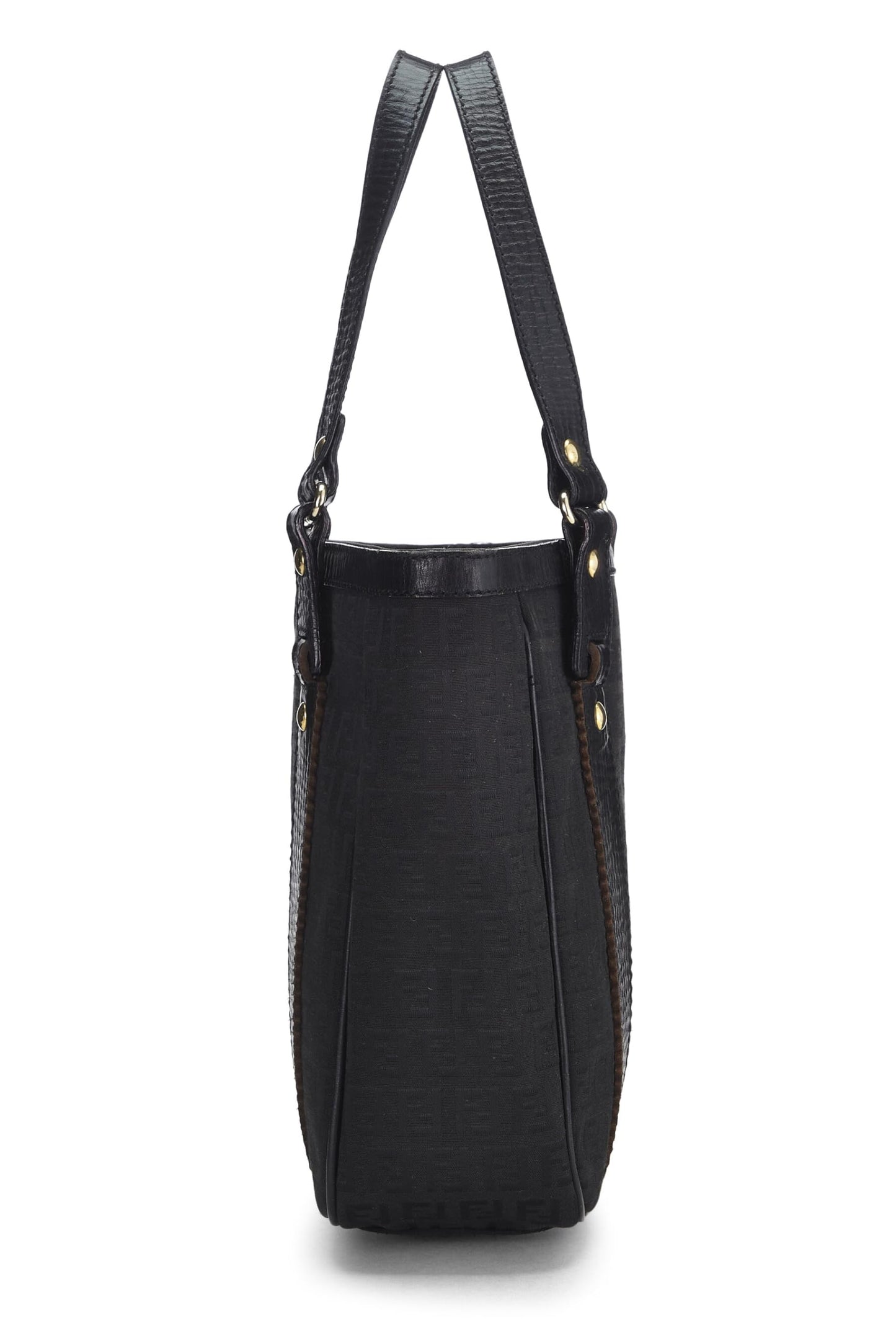 Fendi,  Black Zucchino Canvas Tote Small, Black