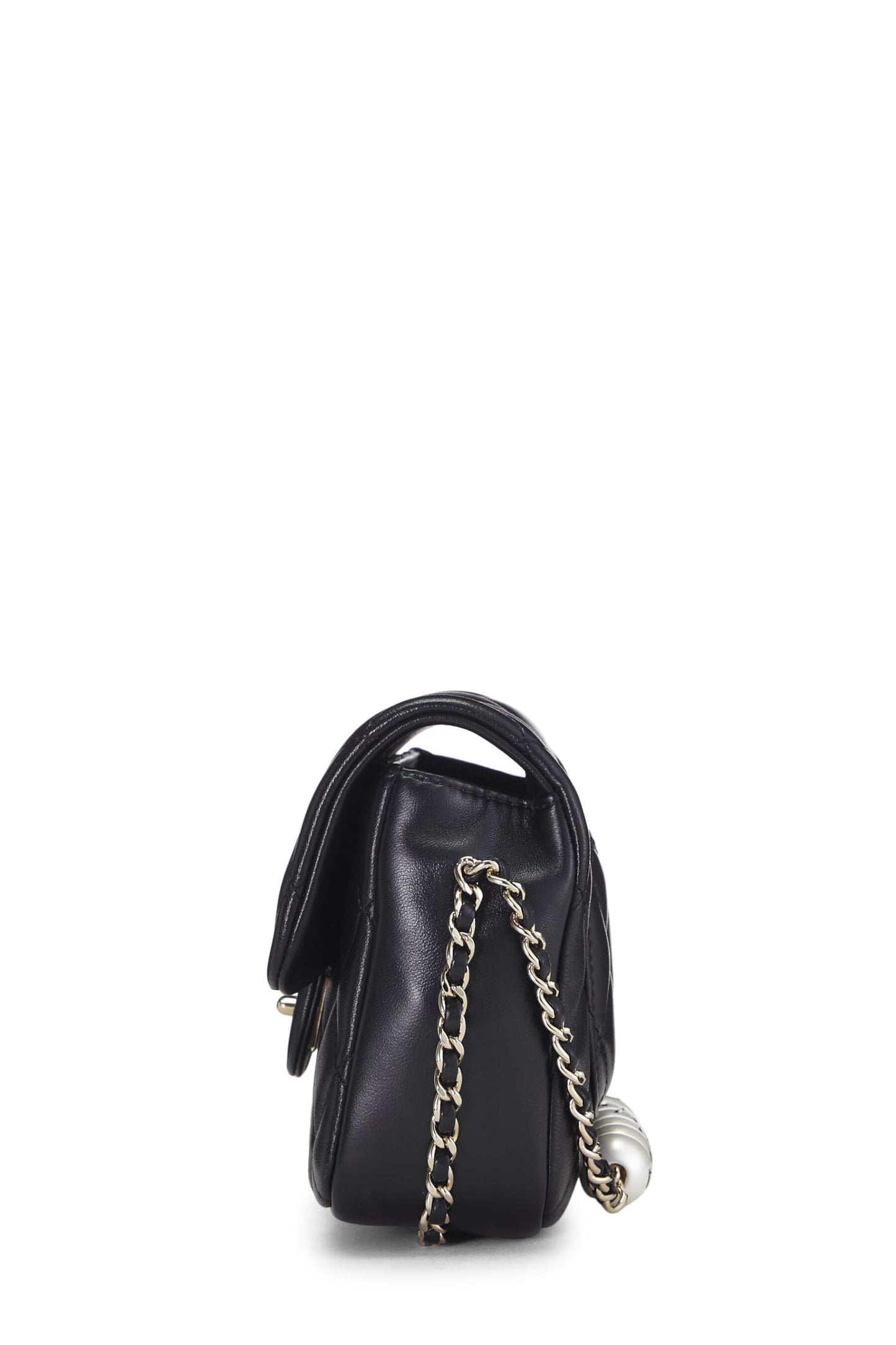 Chanel,  Black Lambskin My Precious Pearls Flap Bag Small, Black