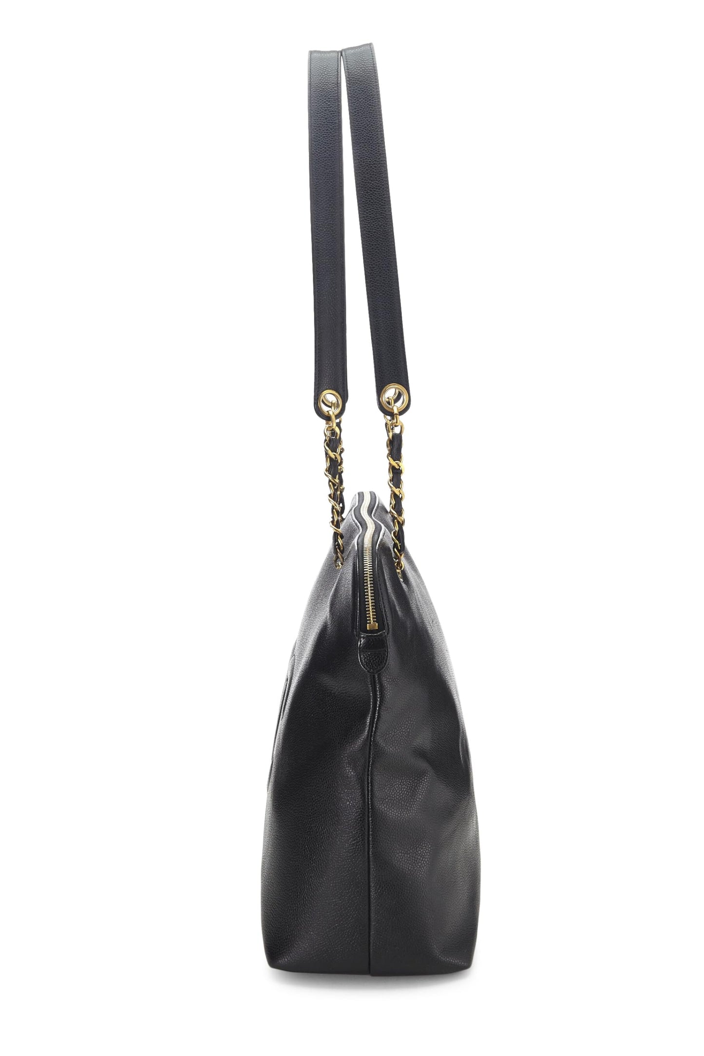 Chanel,  Black Caviar Zip Tote Large, Black