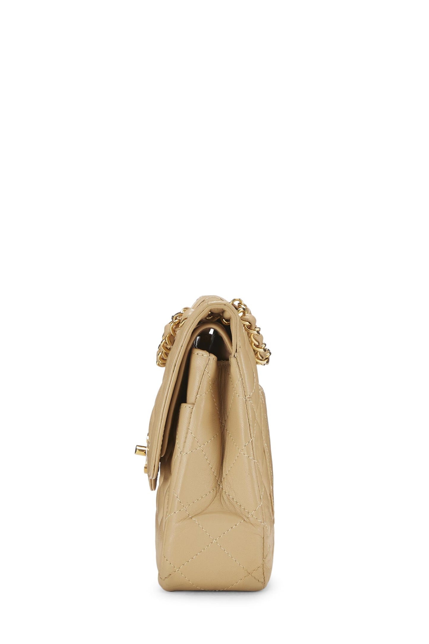 Chanel,  Beige Quilted Lambskin Paris Limited Double Flap Small, Beige