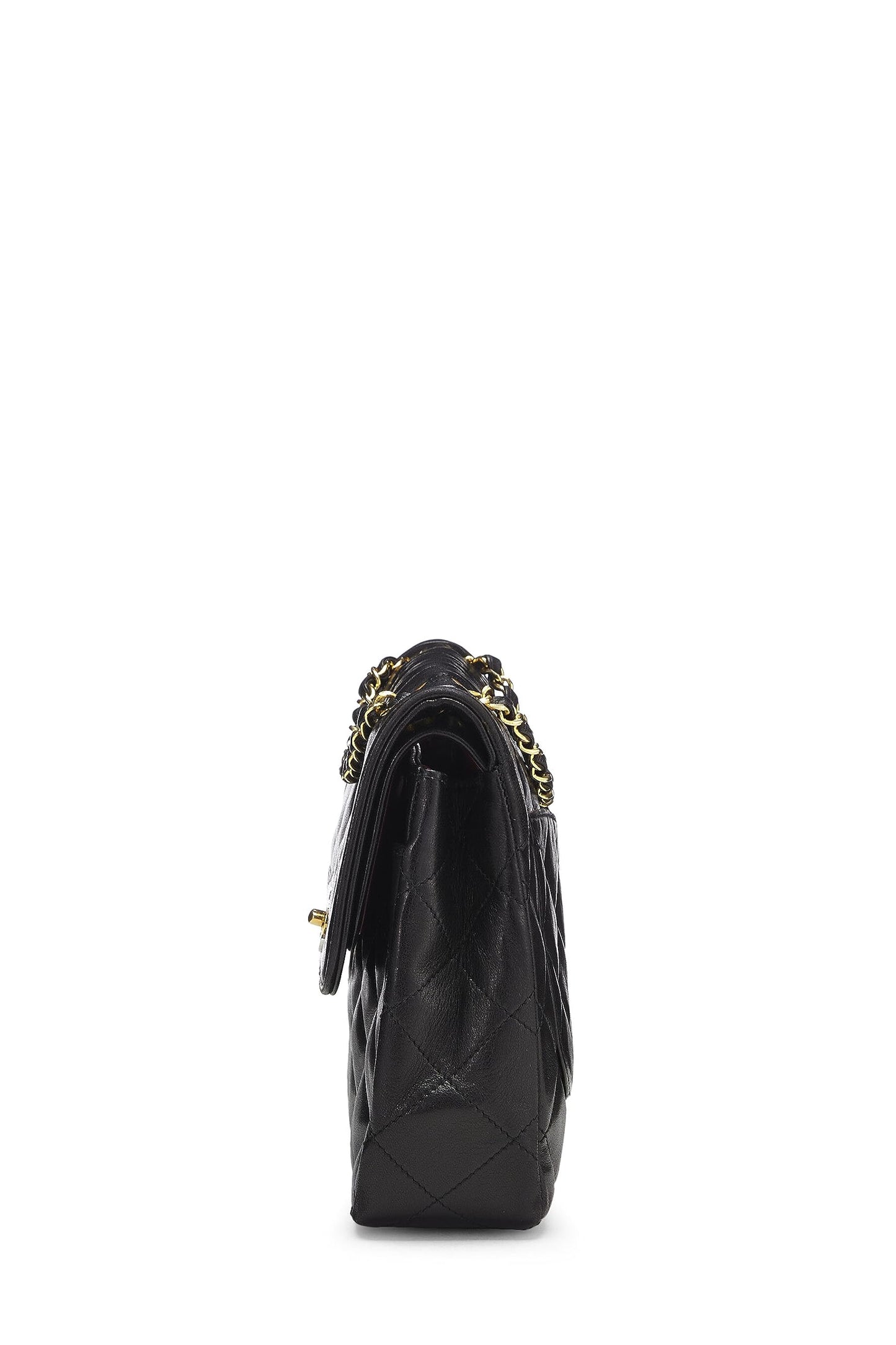 Chanel,  Black Quilted Lambskin Paris Limited Double Flap Jumbo, Black
