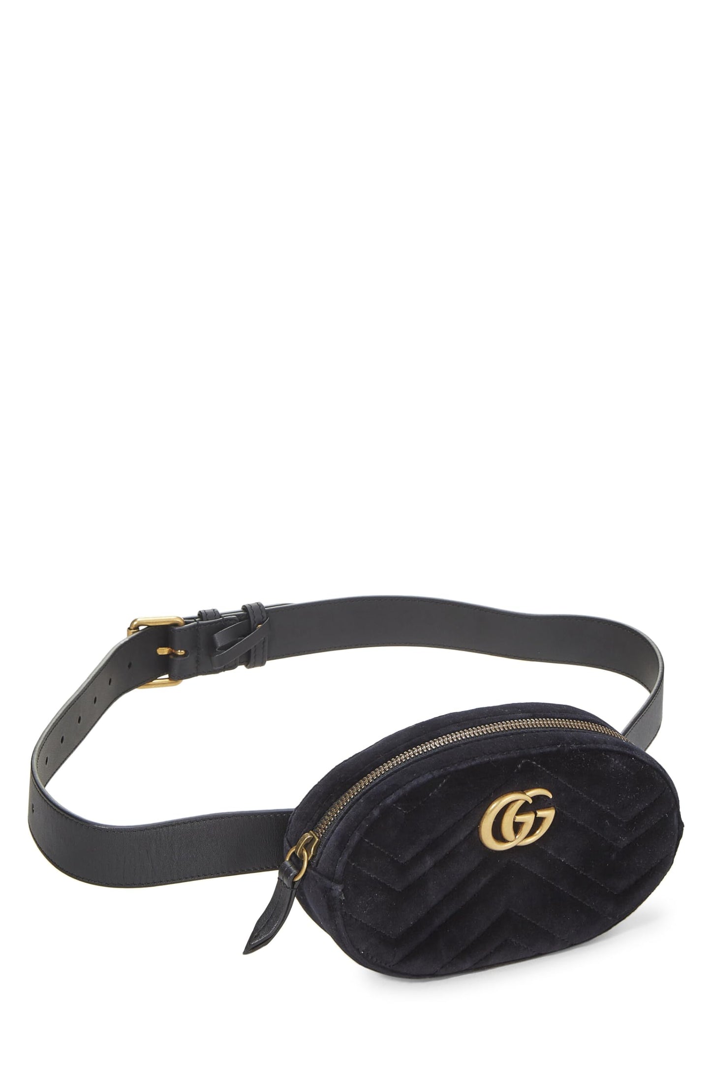 Gucci,  Black Velvet Marmont Belt Bag Mini, Black