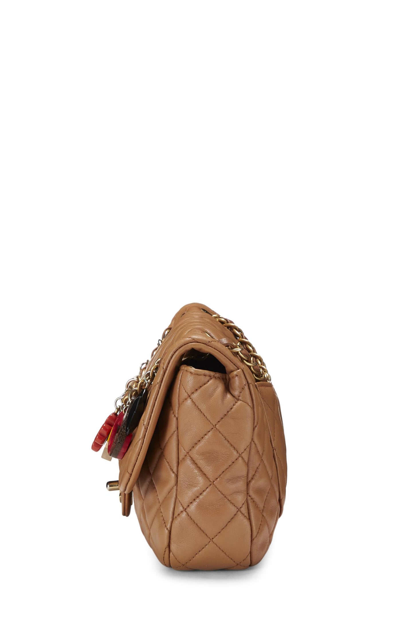 Chanel,  Brown Quilted Lambskin Valentine Single Flap Medium, Brown