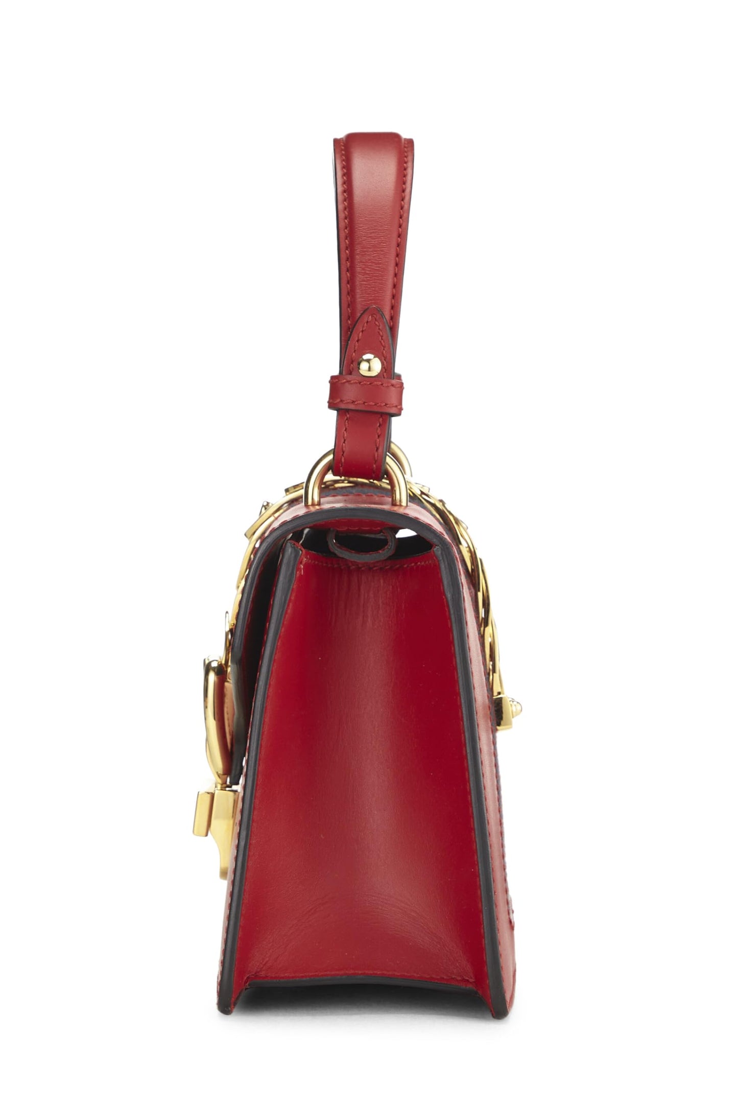 Gucci,  Red Leather Web Sylvie Mini, Red