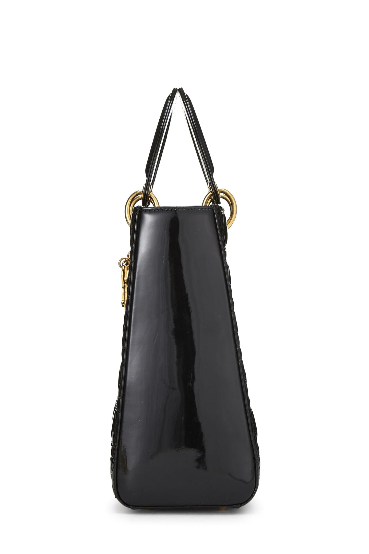 Dior,  Black Cannage Patent Leather Lady Dior Large, Black