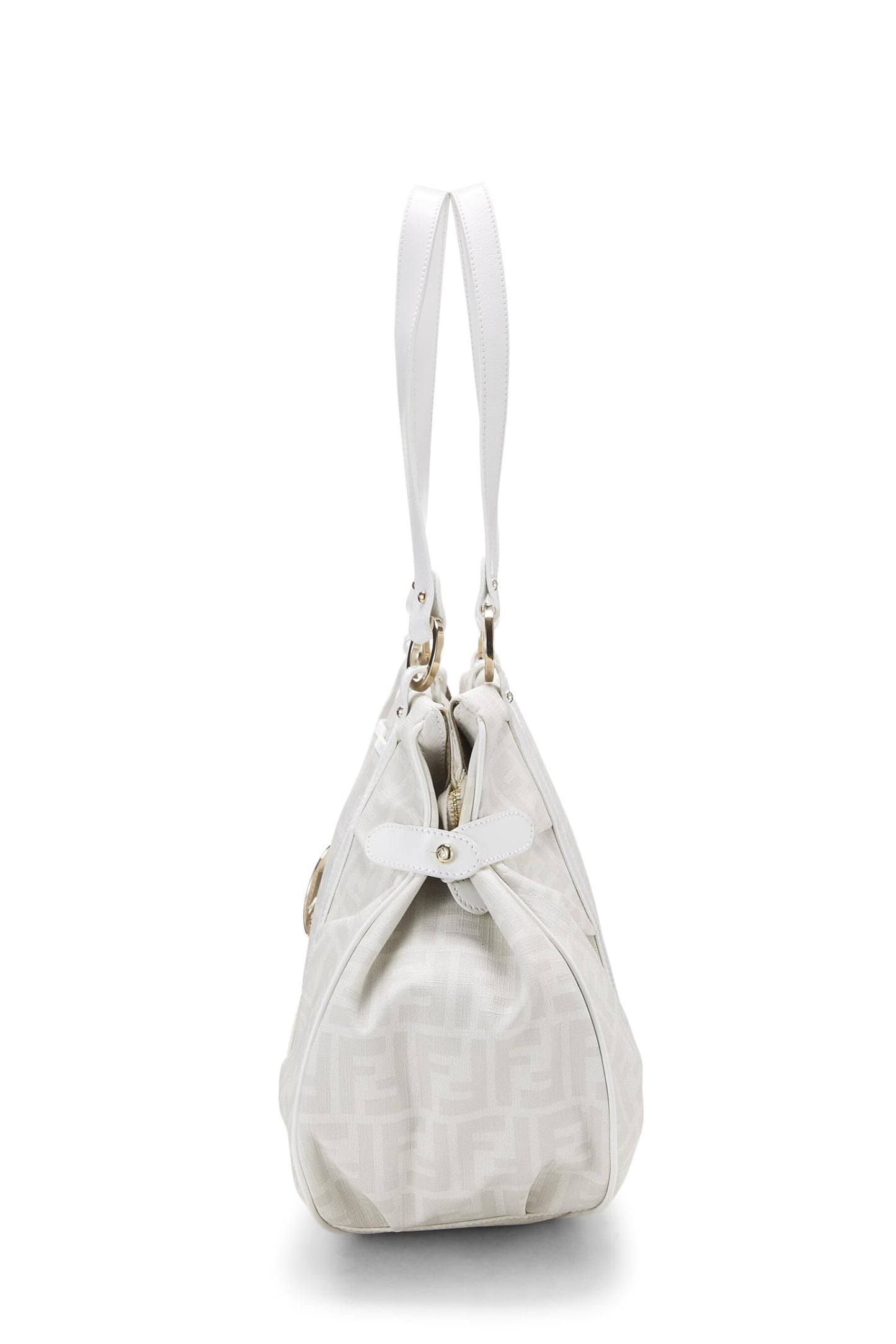 Fendi,  White Zucca Coated Canvas Chef Large, White