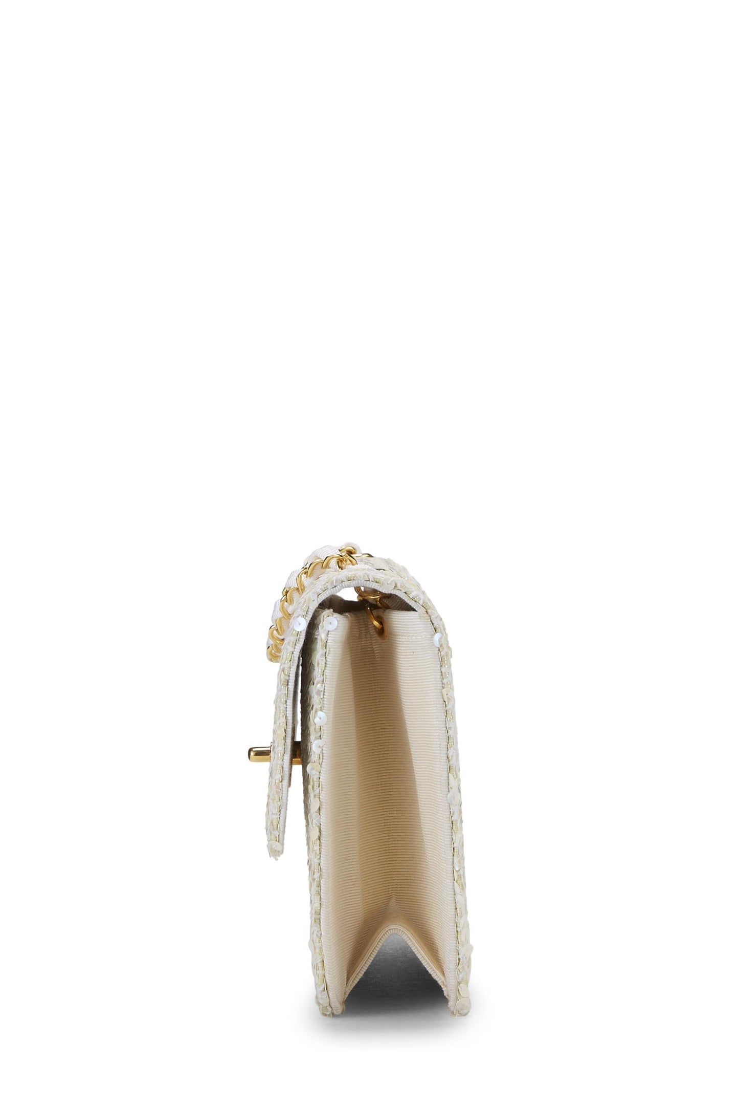 Chanel,  White Sequin Half Flap Medium, White