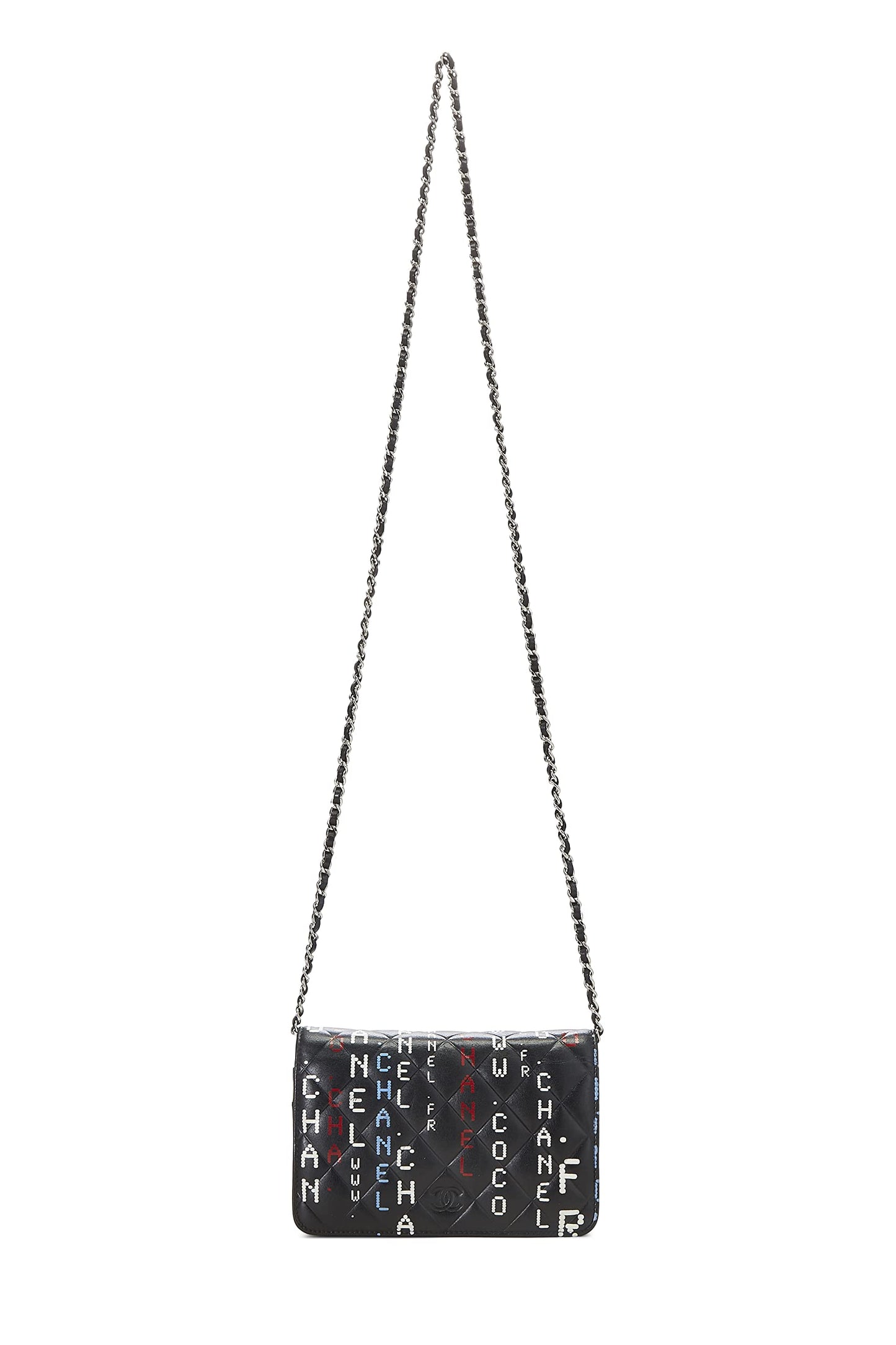 Chanel,  Black & Multicolor Lambskin Data Center Wallet on Chain (WOC), Black