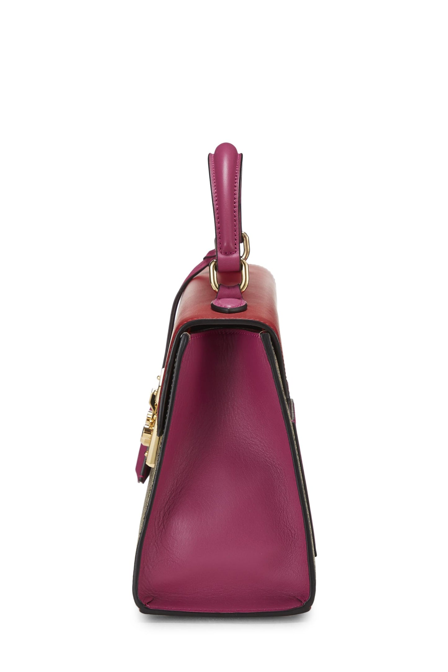 Gucci,  Red Original GG Supreme Canvas Padlock Top Handle Bag, Multi
