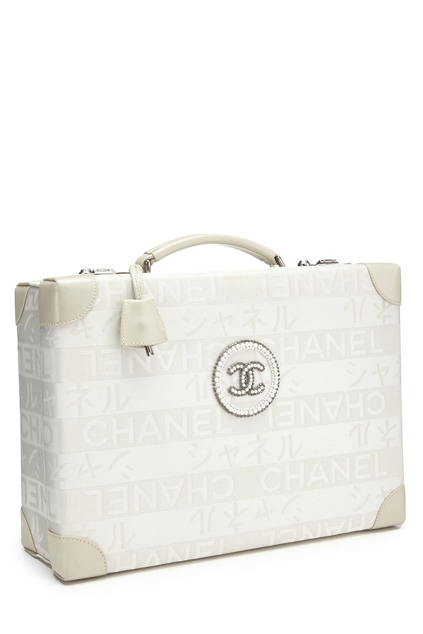 Chanel,  White Satin Ginza Briefcase LTD, White