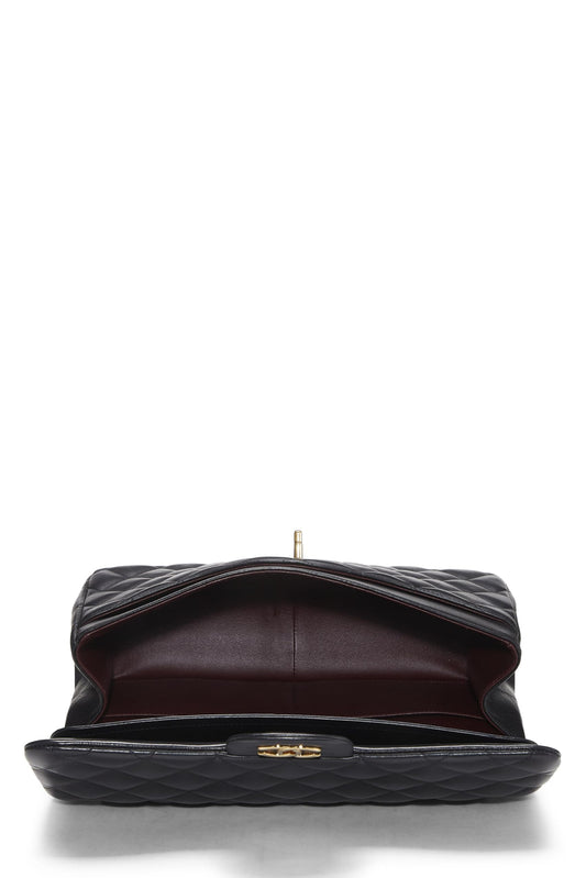 Chanel,  Black Quilted Lambskin New Classic Double Flap Jumbo, Black
