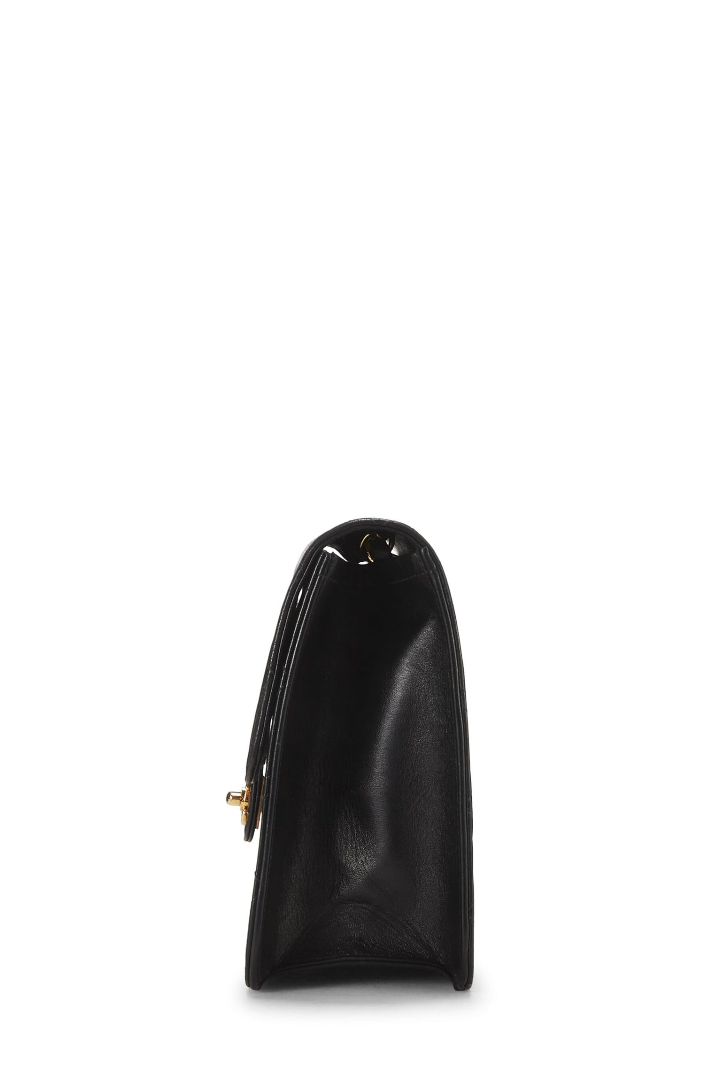 Chanel,  Black Quilted Lambskin Turnlock Ex Flap Medium, Black