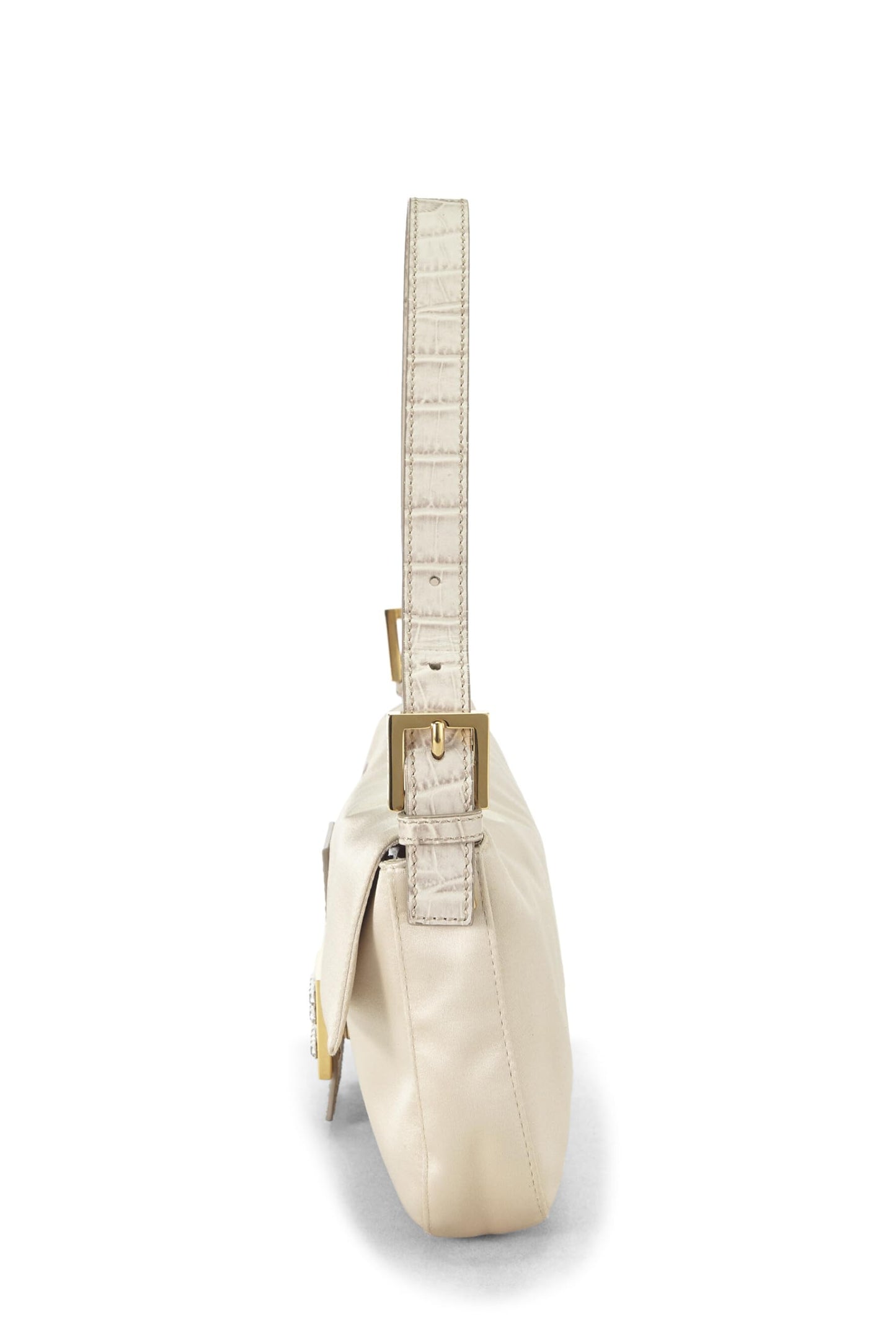 Fendi,  Beige Satin Baguette, White
