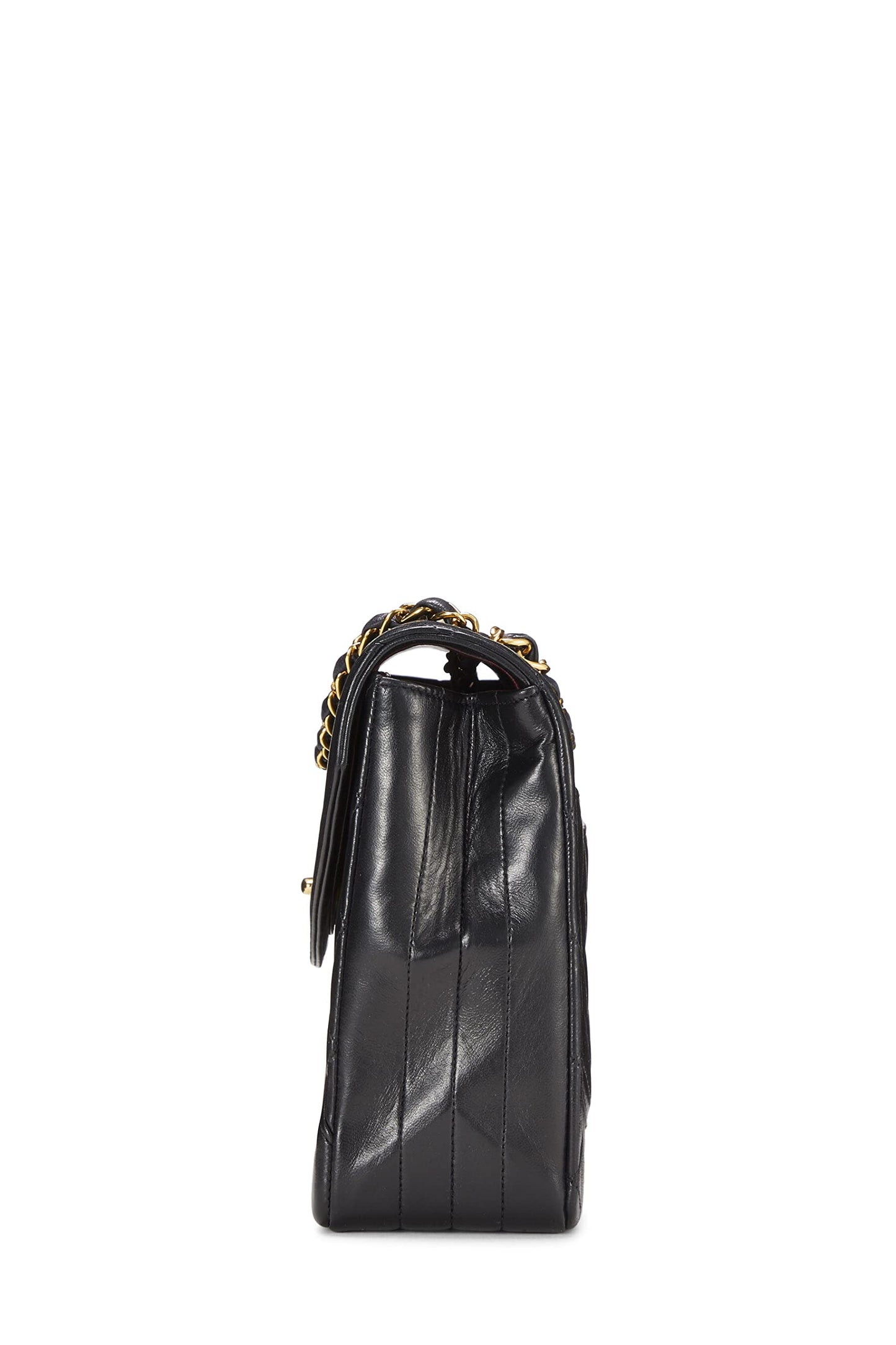 Chanel,  Black Quilted Lambskin Paris Limited Curved Flap Medium , Black