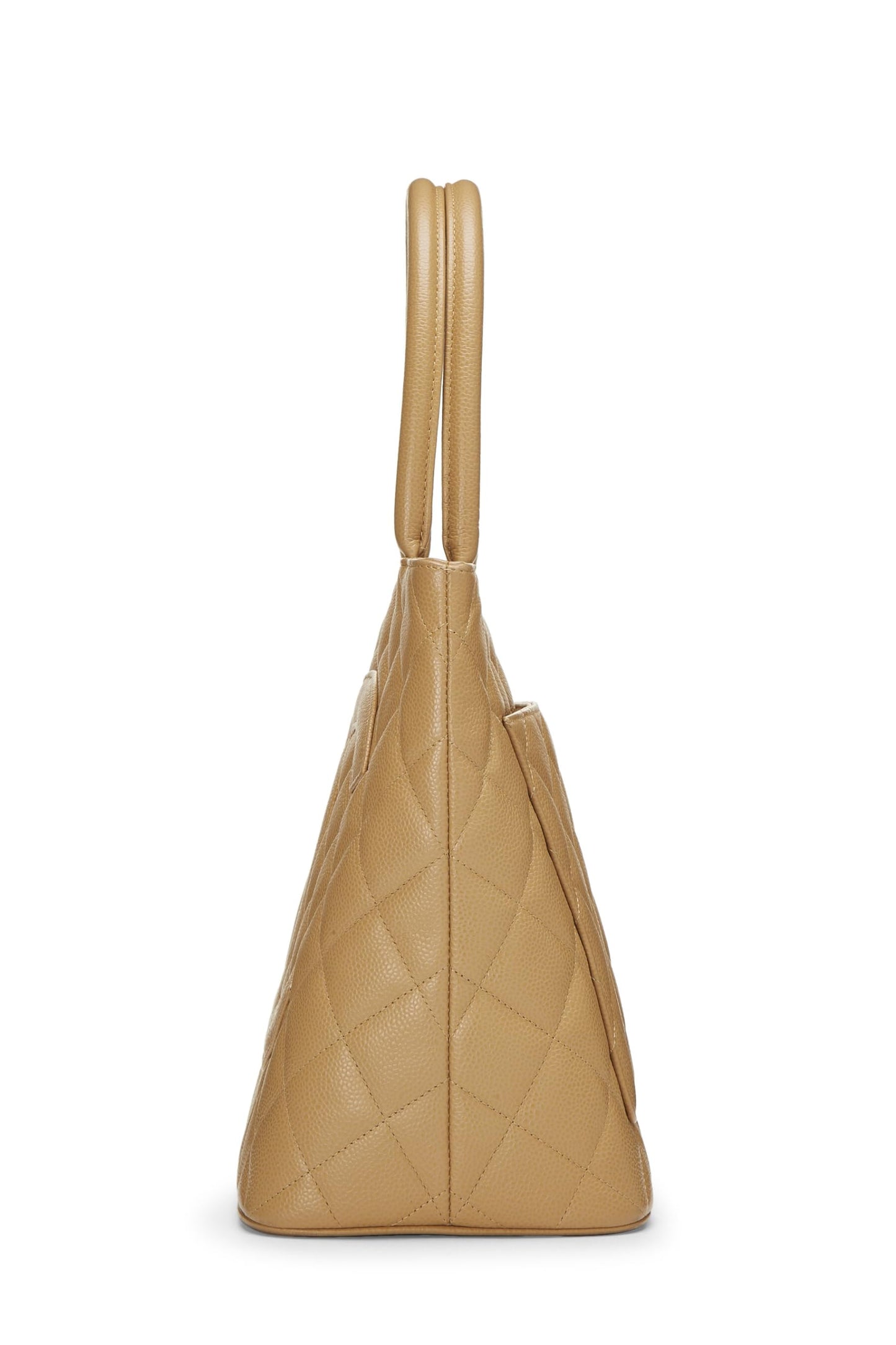 Chanel,  Beige Quilted Caviar Medallion Tote, Beige