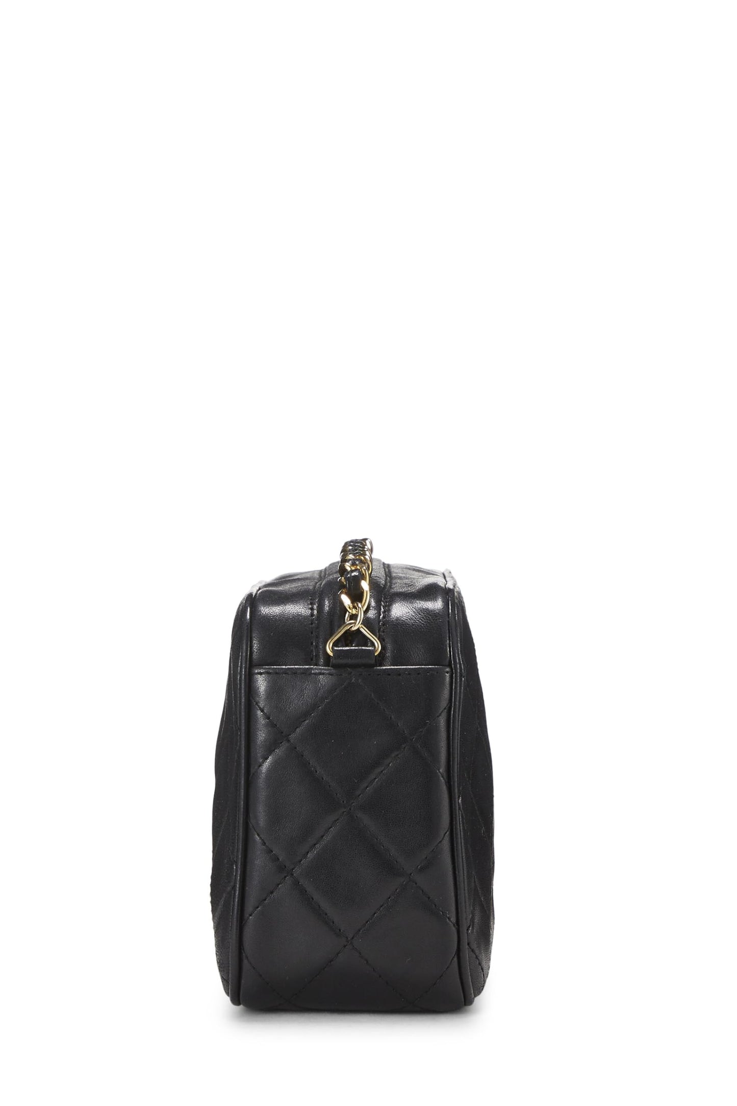 Chanel,  Black Lambskin Diamond CC Camera Bag Mini, Black