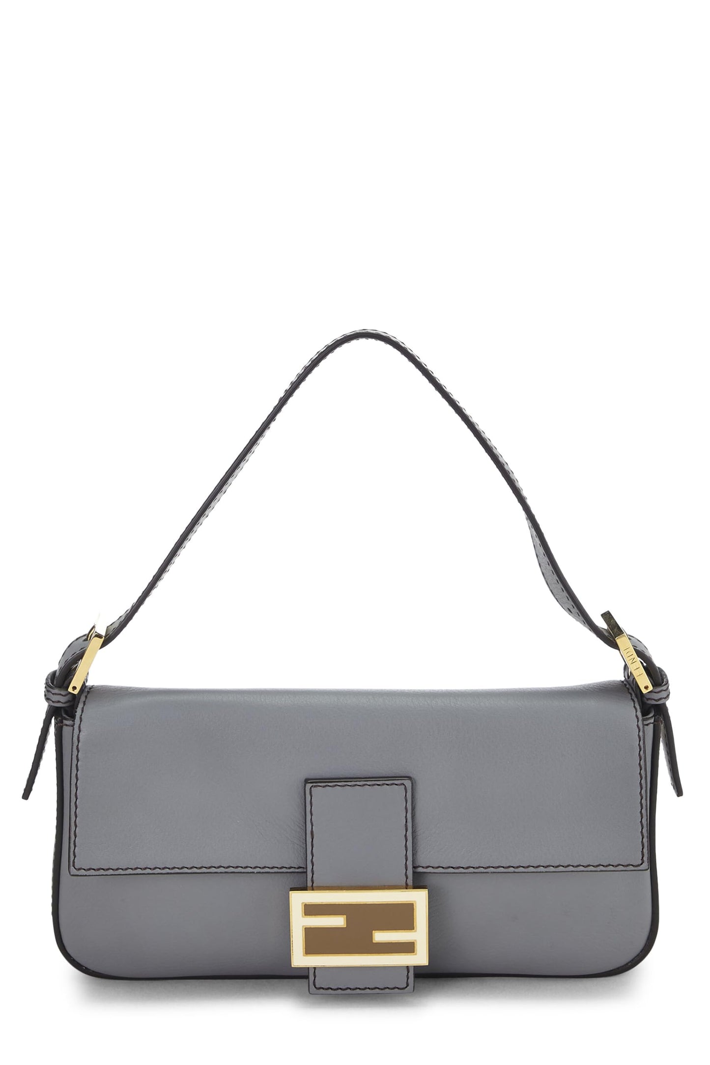 Fendi,  Grey Leather Baguette, Grey