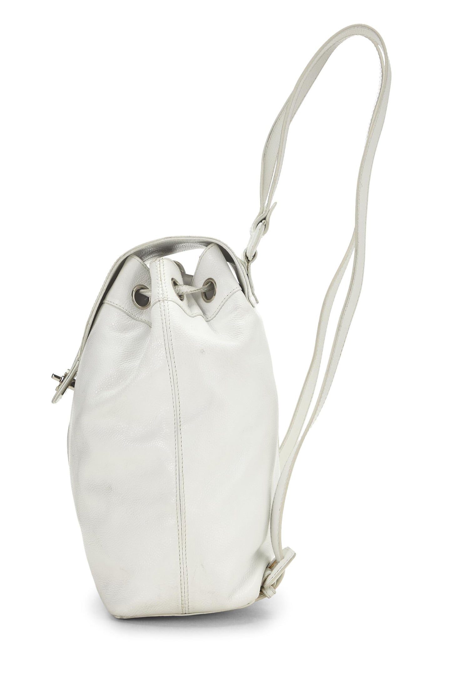 Chanel,  White Caviar Backpack Large, White