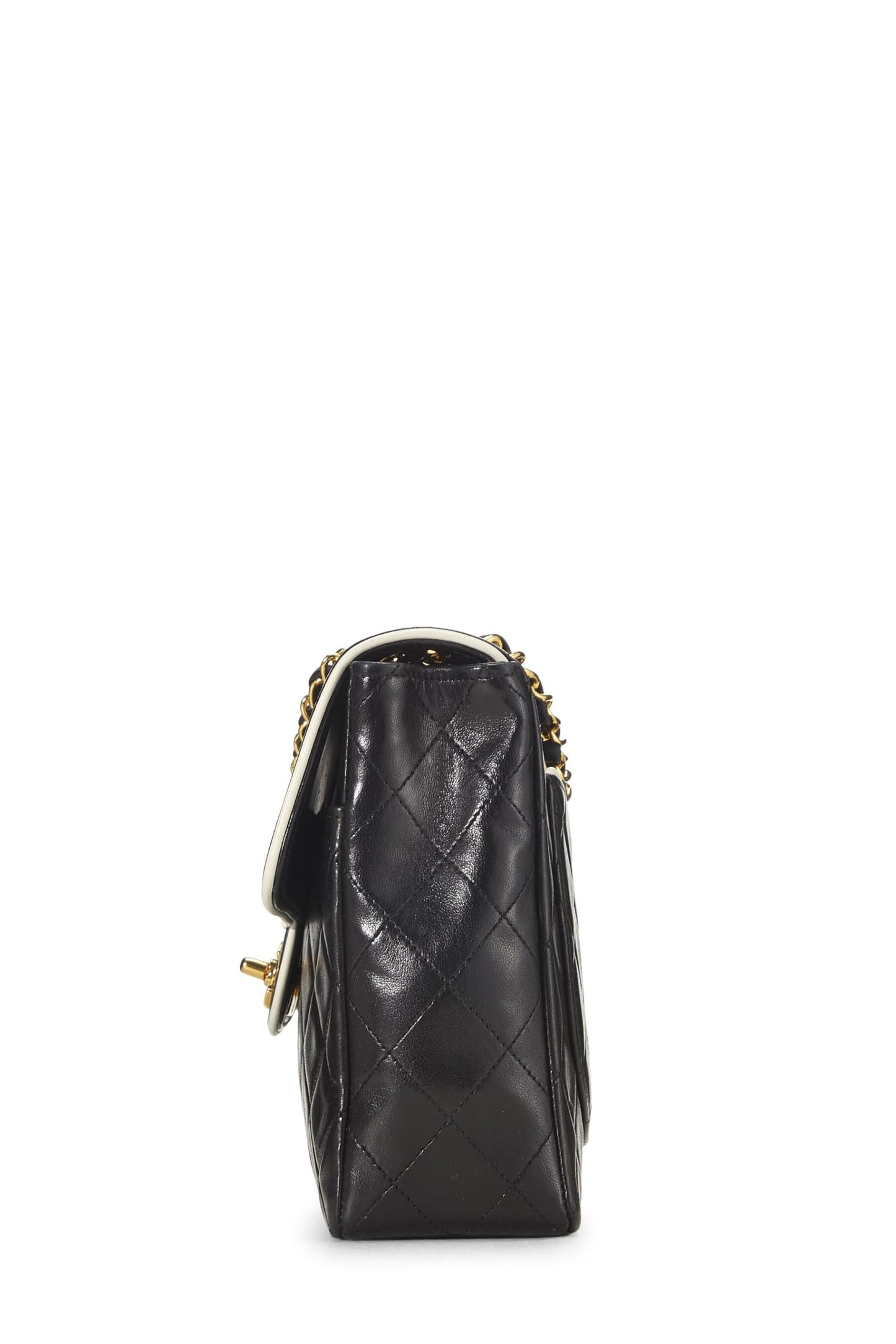 Chanel,  Black Quilted Lambskin Half Flap Small, Black