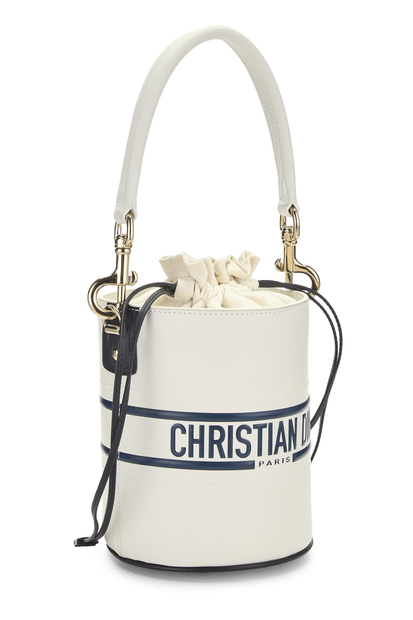 Dior,  White Calfskin Vibe Bucket Bag Micro, White