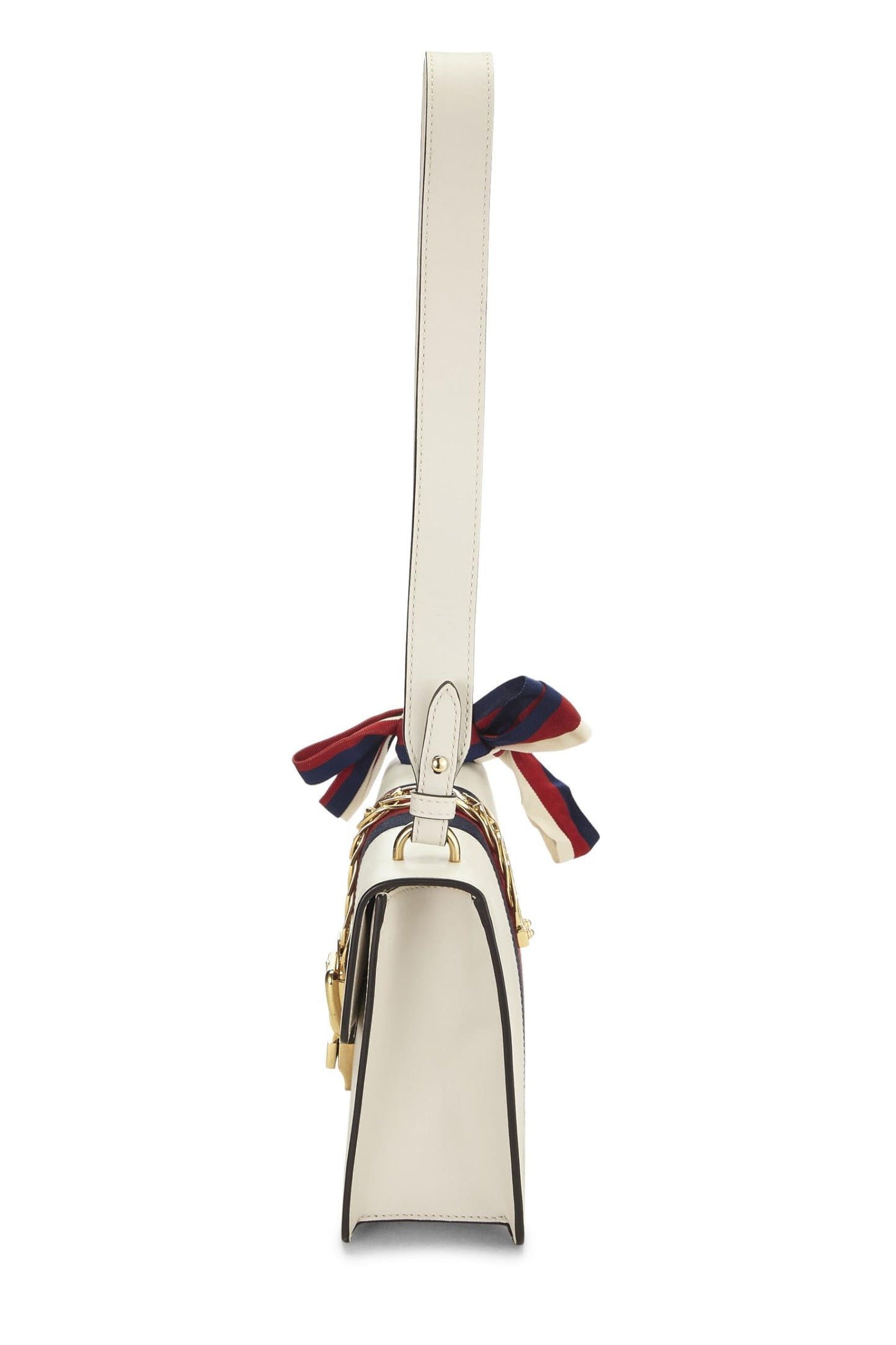 Gucci,  White Leather Sylvie Shoulder Bag, White