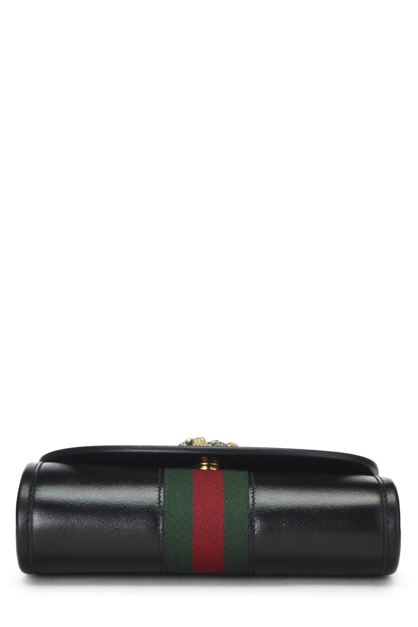 Gucci,  Black Leather Web Rajah Shoulder Bag Mini, Black