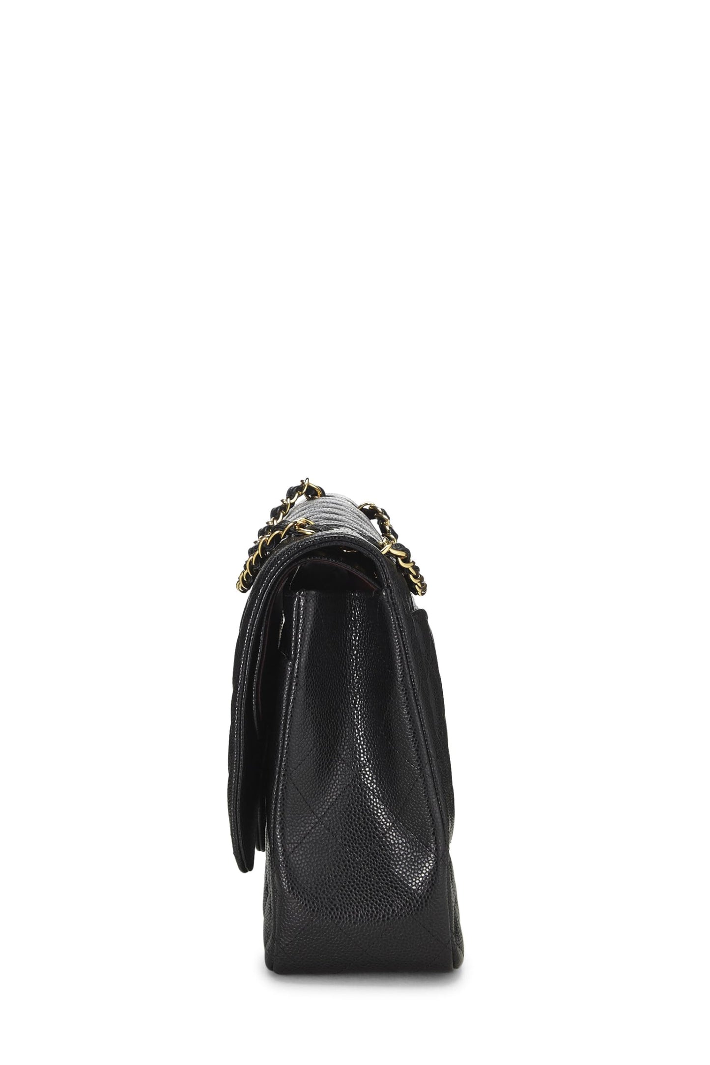 Chanel,  Black Quilted Caviar New Classic Double Flap Maxi, Black